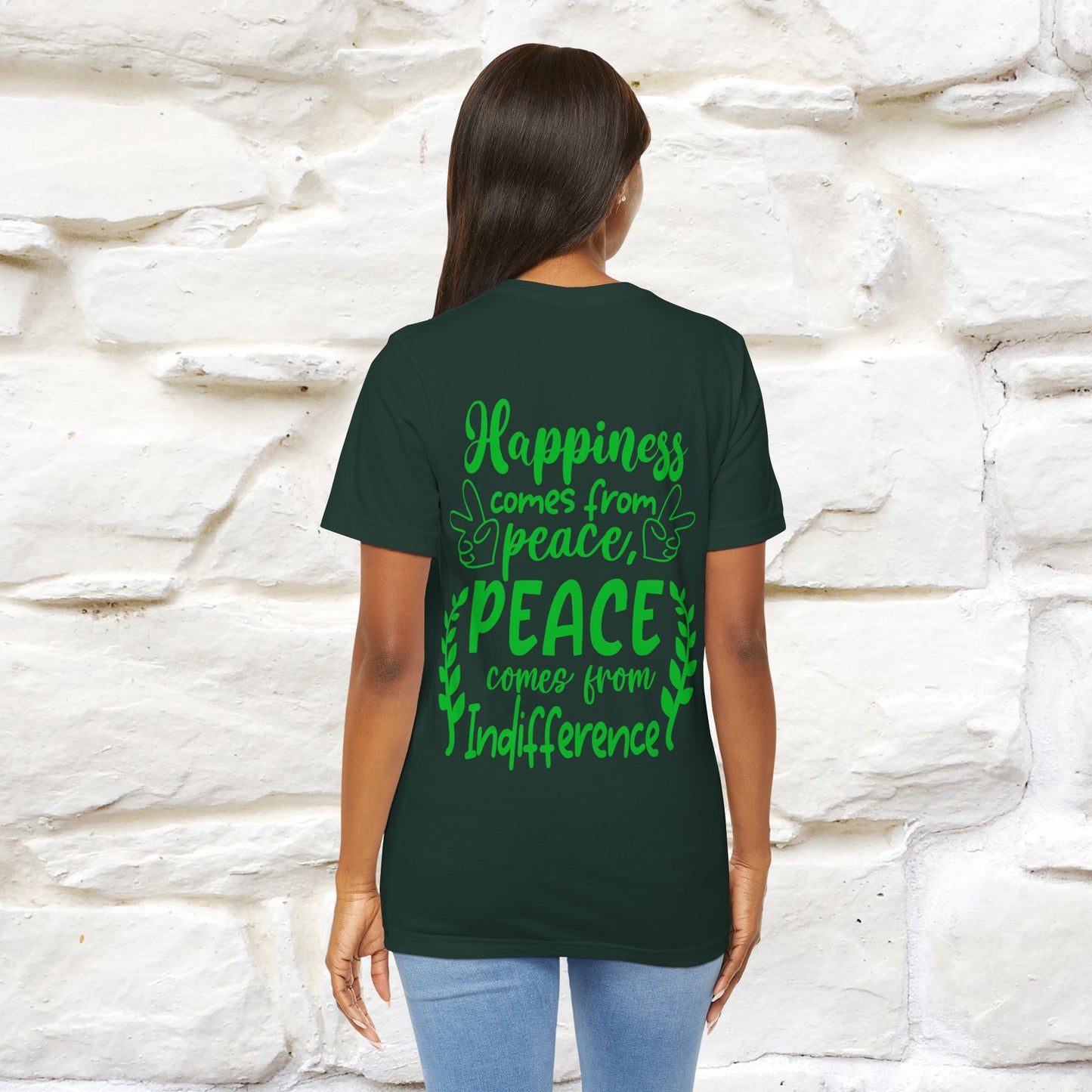 "Happiness Comes From Peace, Peace Comes From Indifference" Cat T-Shirt| Front & Back Design | Nunu&Miao Studio - Nunu&Miao Studio