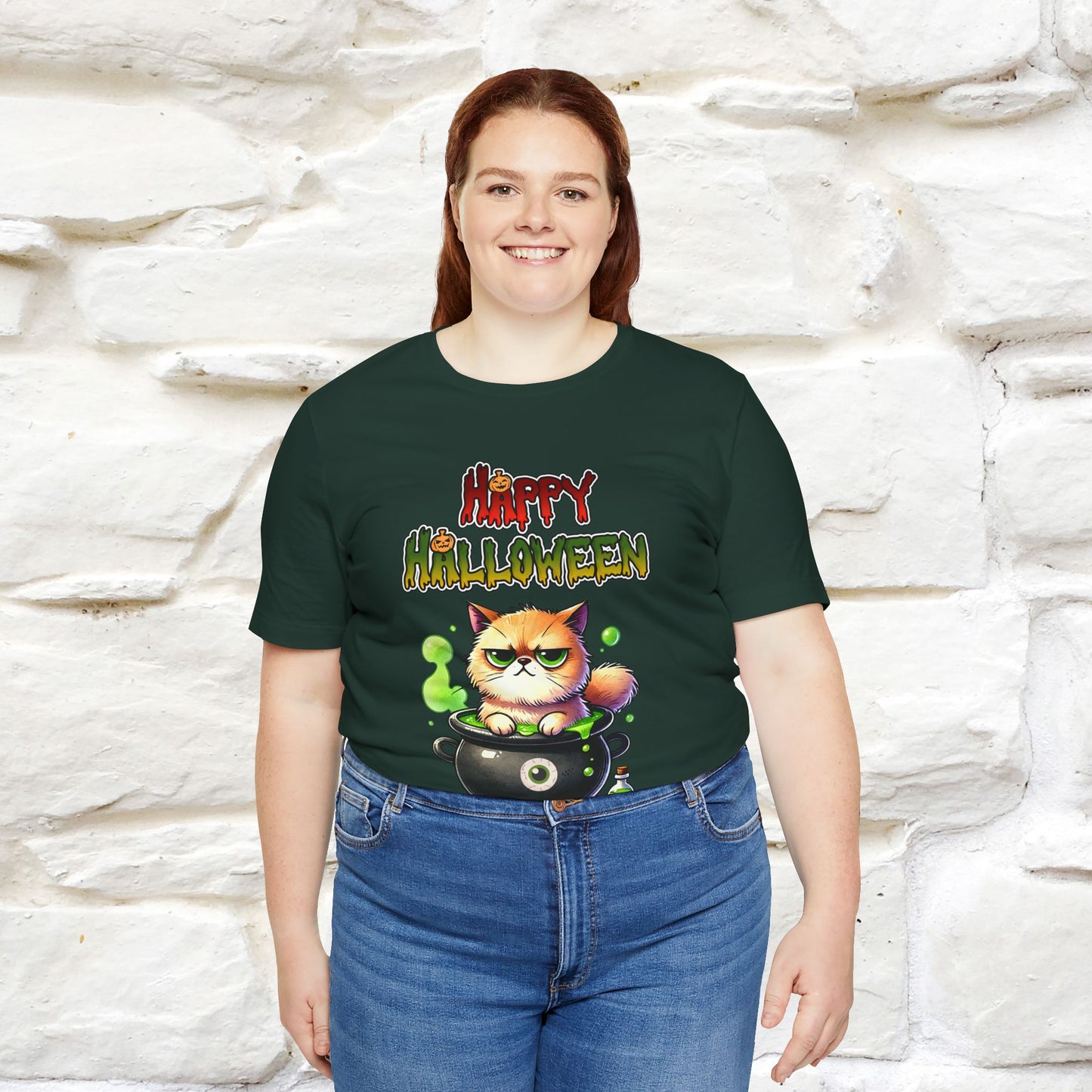 "Angry Cat Happy Halloween" Cat  T-shirt |Nunu&Miao Studio - Nunu&Miao Studio