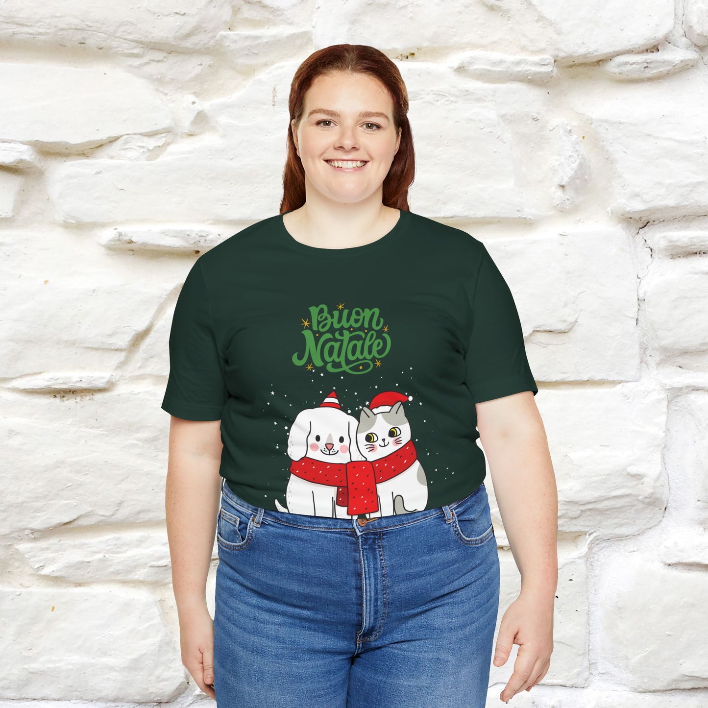 ''Buon Natale Cat and Dog'' Christmas T-shirt  | Nunu&Miao Studio - Nunu&Miao Studio