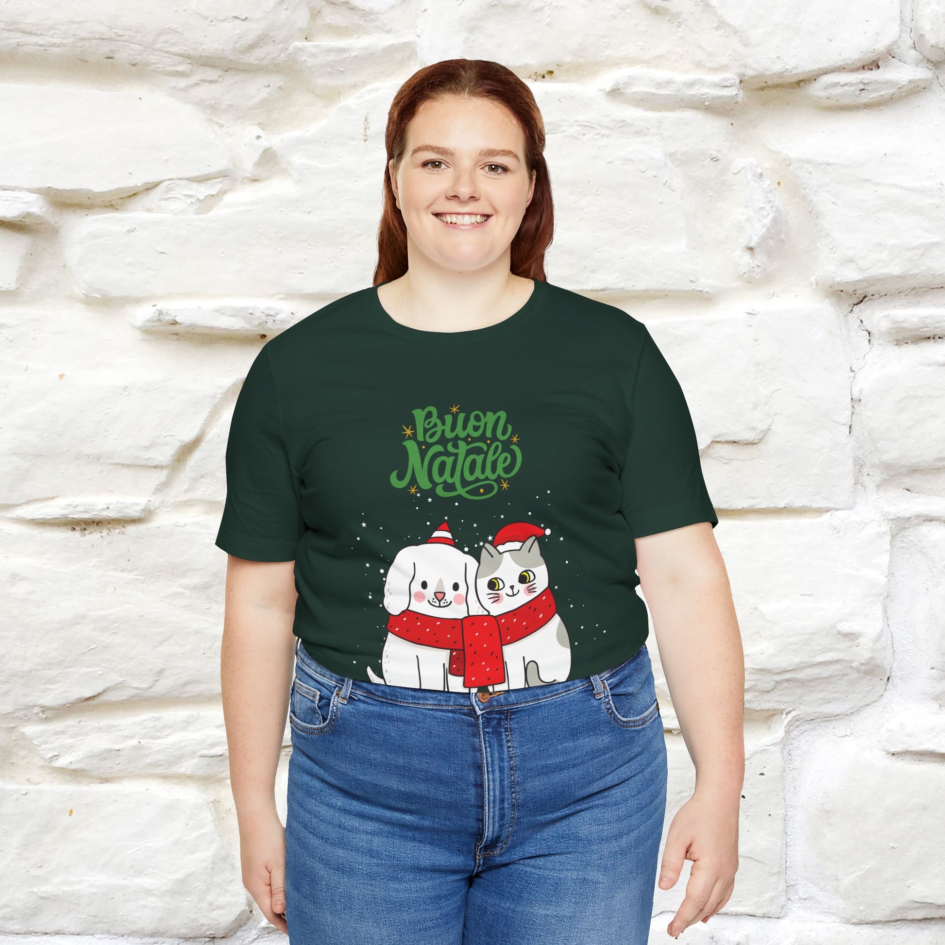 ''Buon Natale Cat and Dog'' Christmas T-shirt  | Nunu&Miao Studio - Nunu&Miao Studio