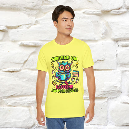 ''Thriving On Caffeine And Poor Choices''|  Sarcastic Cat T-Shirt | Nunu&Miao Studio