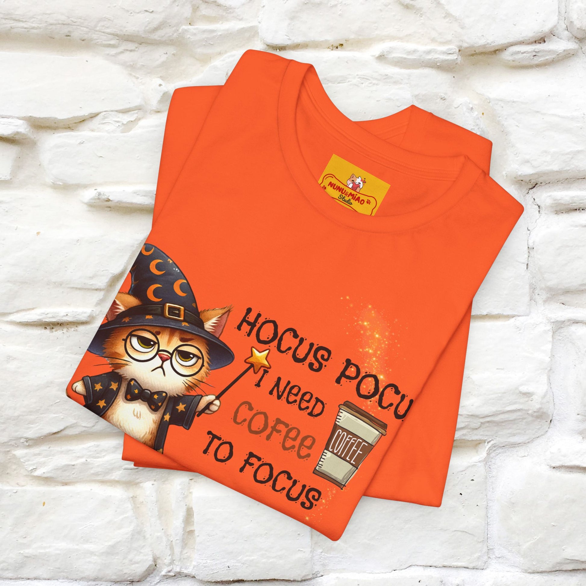 ''Hocus Pocus I Need Coffe To Focus'' Funny Cat Shirt | Nunu&Miao Studio - Nunu&Miao Studio