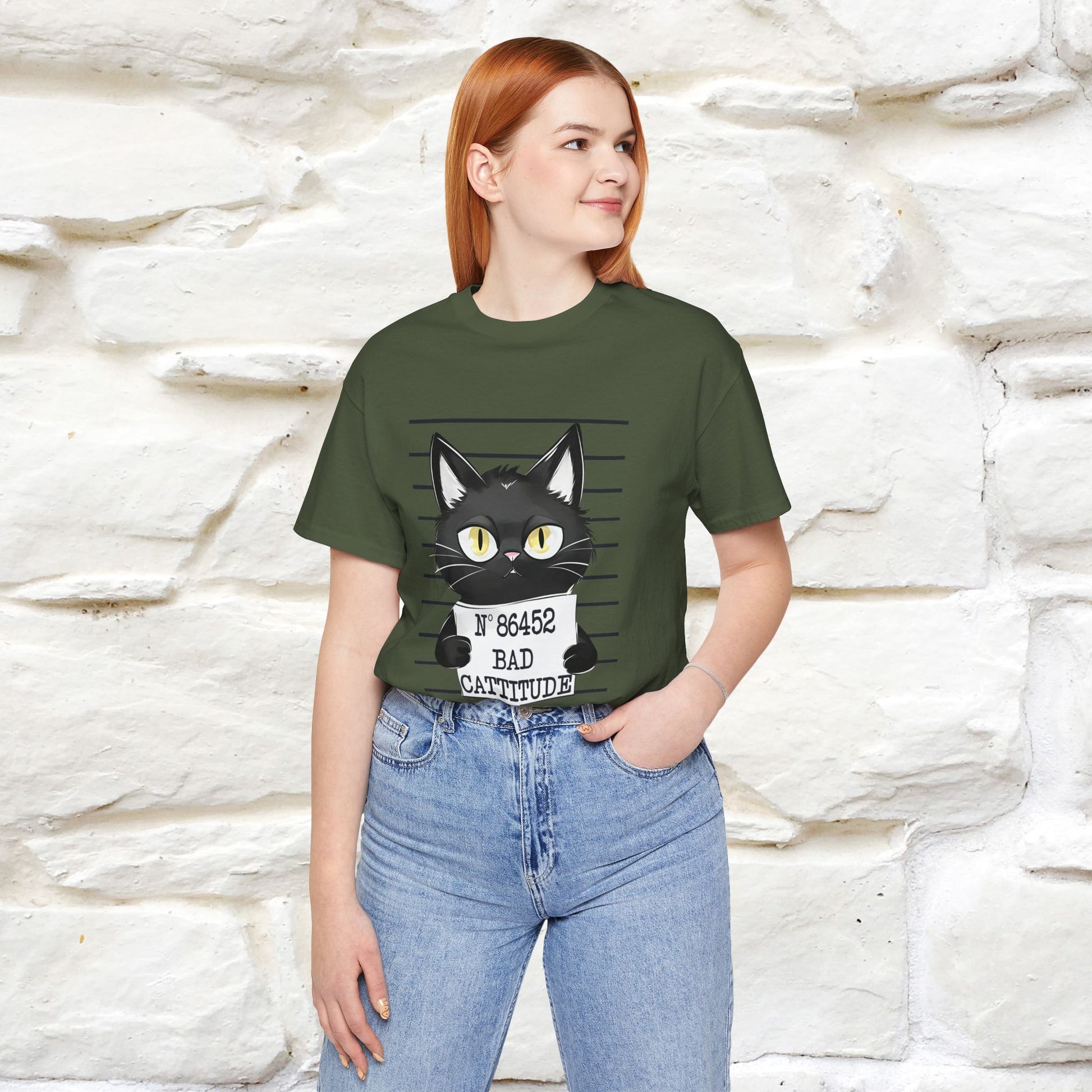 "Bad Cattitude" T-Shirt for Men & Women | 100% Cotton* - Nunu&Miao Studio