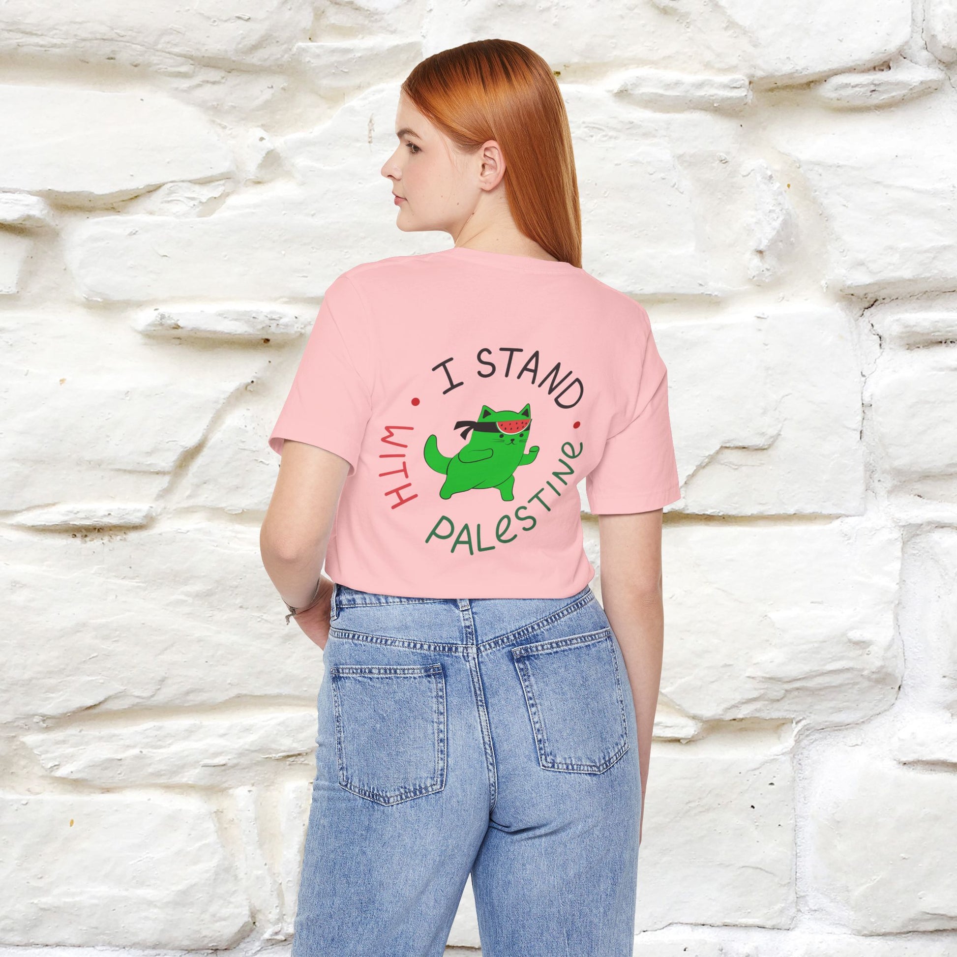 "I Love Palestine" Cat T-shirt | Front & Back Design |Nunu&Miao Studio - Nunu&Miao Studio