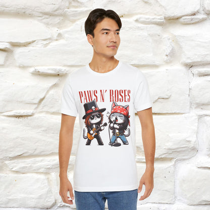 Paws N' Roses T-Shirt | Rock-Inspired Cat Lover  | Nunu&Miao Studio - Nunu&Miao Studio
