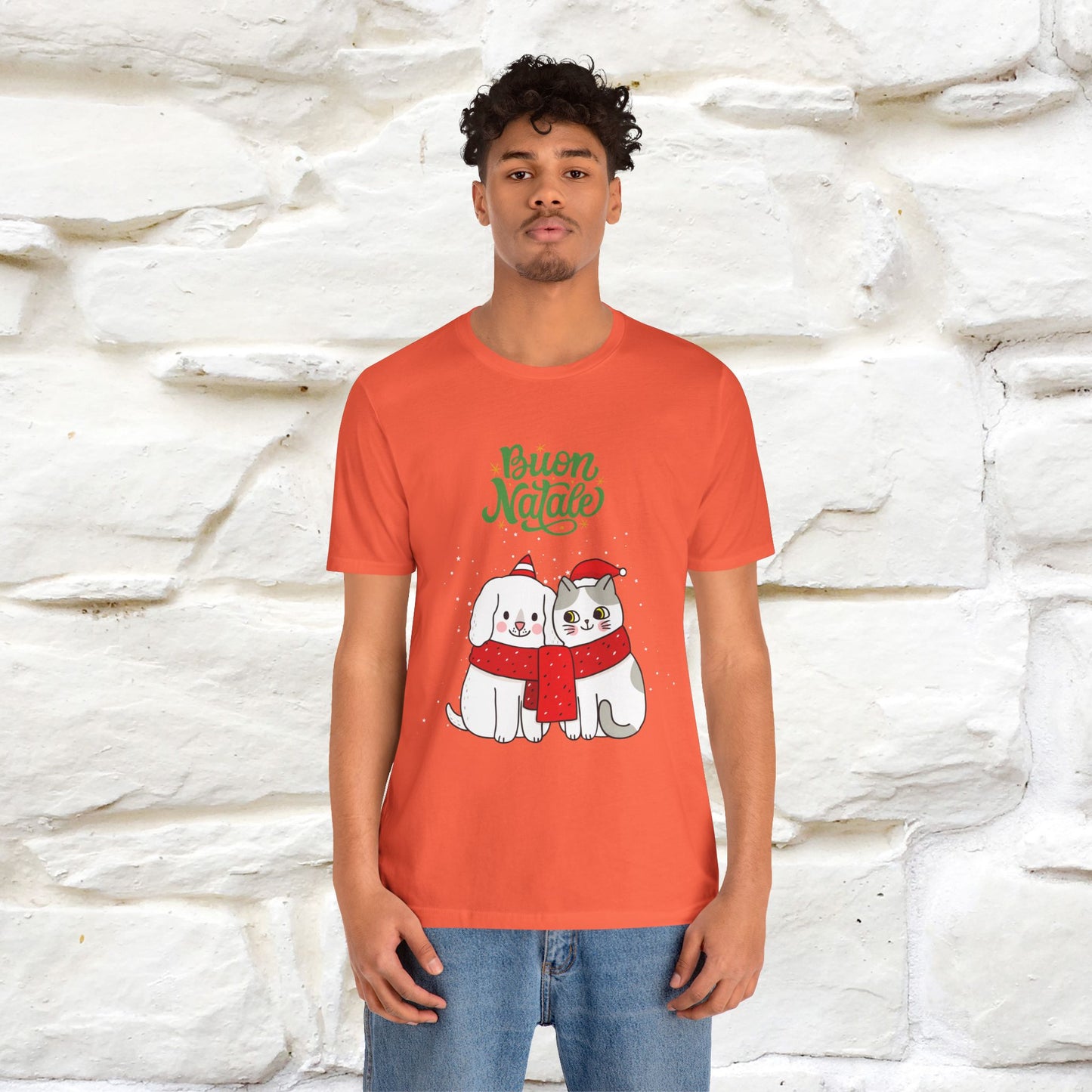 ''Buon Natale Cat and Dog'' Christmas T-shirt  | Nunu&Miao Studio - Nunu&Miao Studio