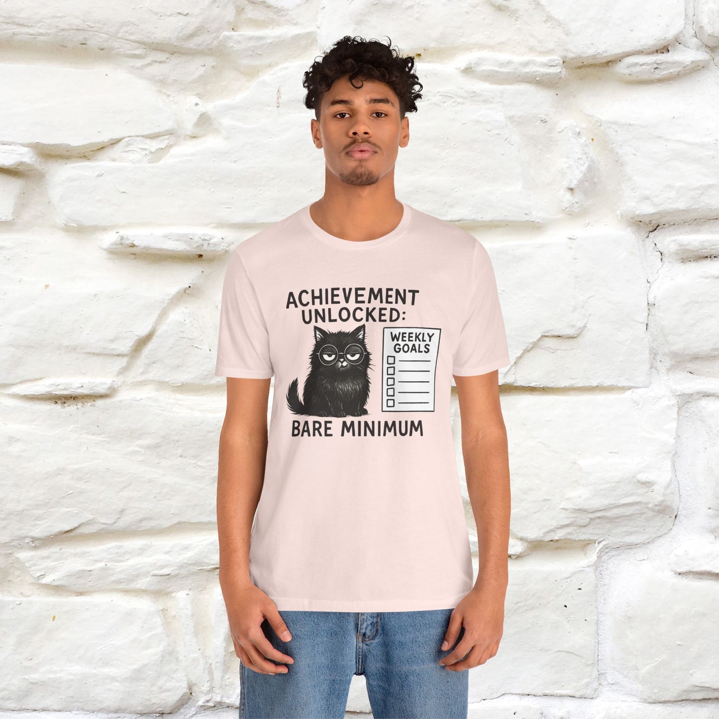 "Achievement Unlocked Bare Minimum." |Cat T-Shirt | Nunu&Miao Studio - Nunu&Miao Studio