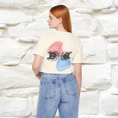 ''Pink and Blu'' Cat T-Shirt Front and Back Design | Nunu&Miao Studio - Nunu&Miao Studio