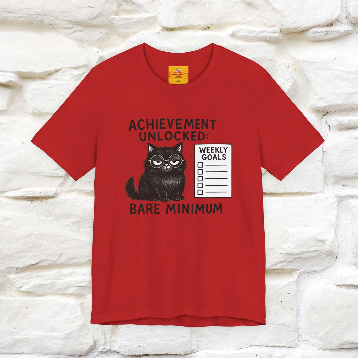 "Achievement Unlocked Bare Minimum." |Cat T-Shirt | Nunu&Miao Studio