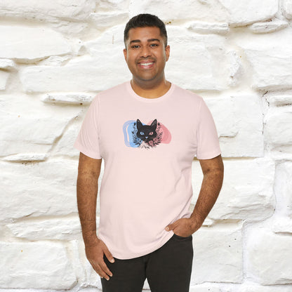 ''Pink and Blu'' Cat T-Shirt Front and Back Design | Nunu&Miao Studio - Nunu&Miao Studio