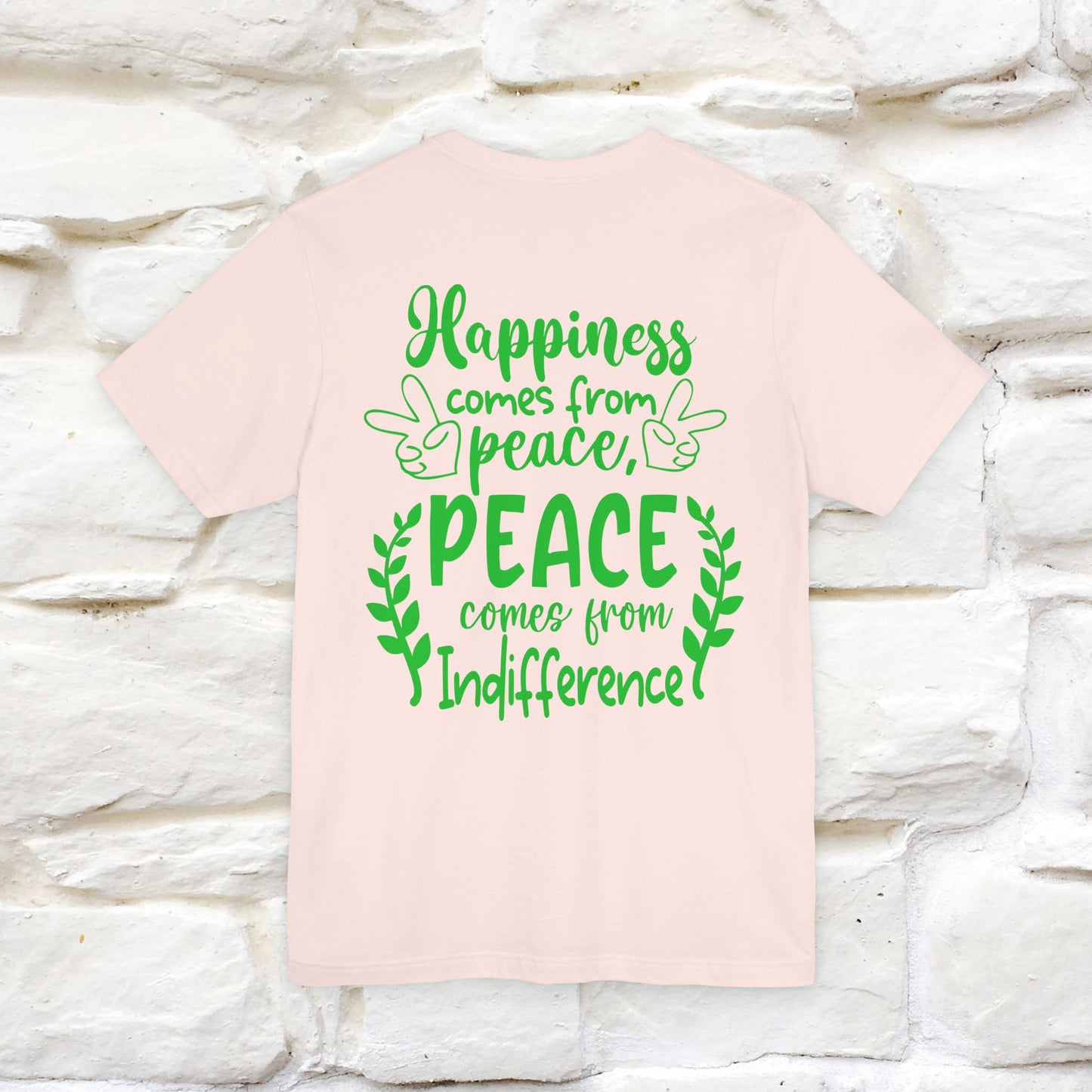 "Happiness Comes From Peace, Peace Comes From Indifference" Cat T-Shirt| Front & Back Design | Nunu&Miao Studio - Nunu&Miao Studio