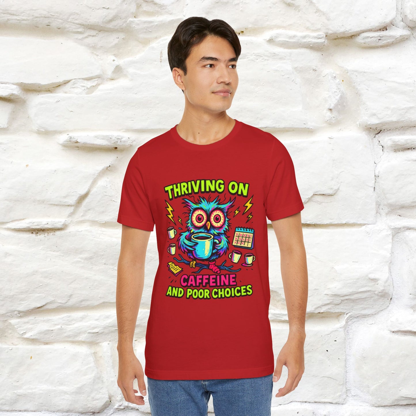 ''Thriving On Caffeine And Poor Choices''|  Sarcastic Cat T-Shirt | Nunu&Miao Studio