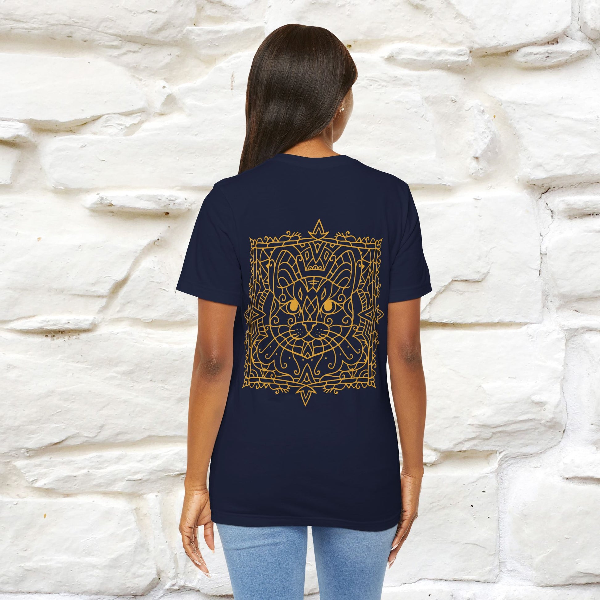 "Mandala Cat'' Cat T-Shirt Front and Back Design | Nunu&Miao Studio - Nunu&Miao Studio