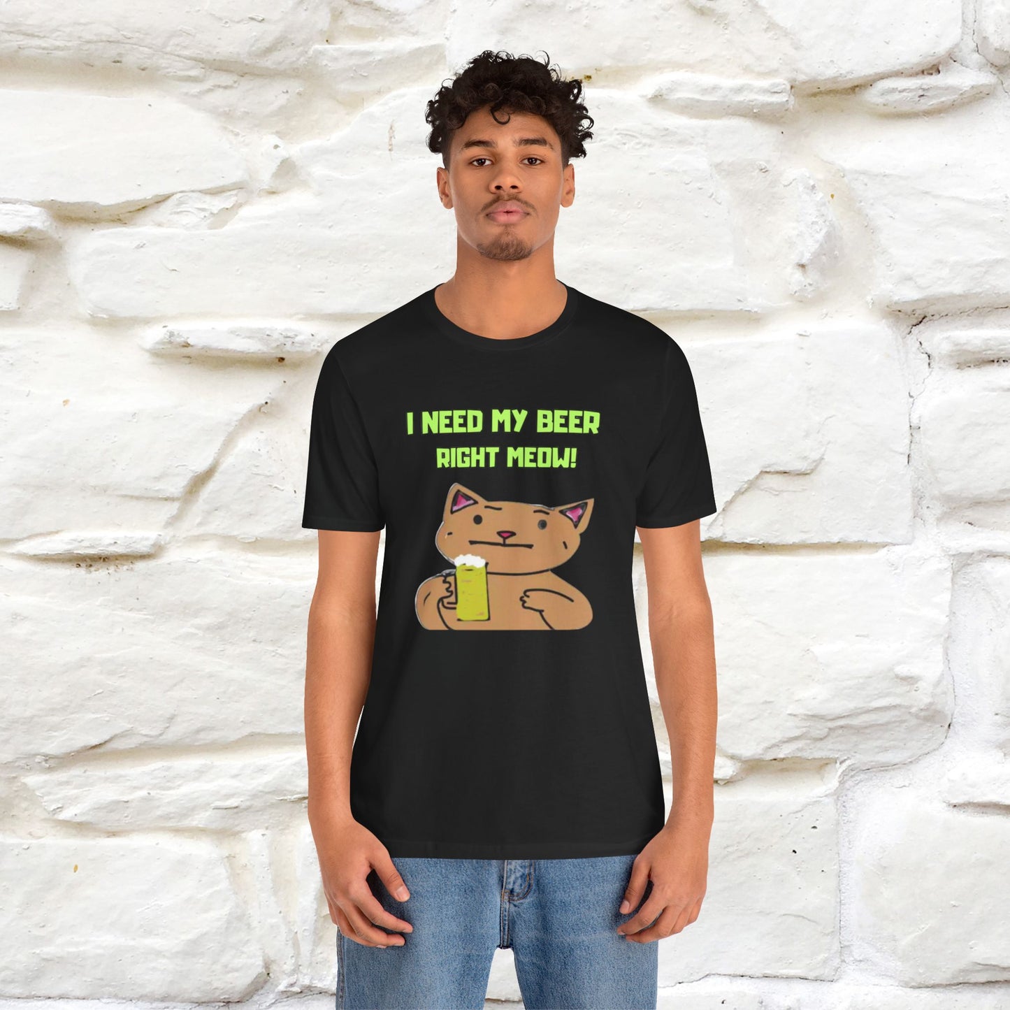 "I Need My Beer Right Meow!" Cat  T-shirt |Nunu&Miao Studio - Nunu&Miao Studio