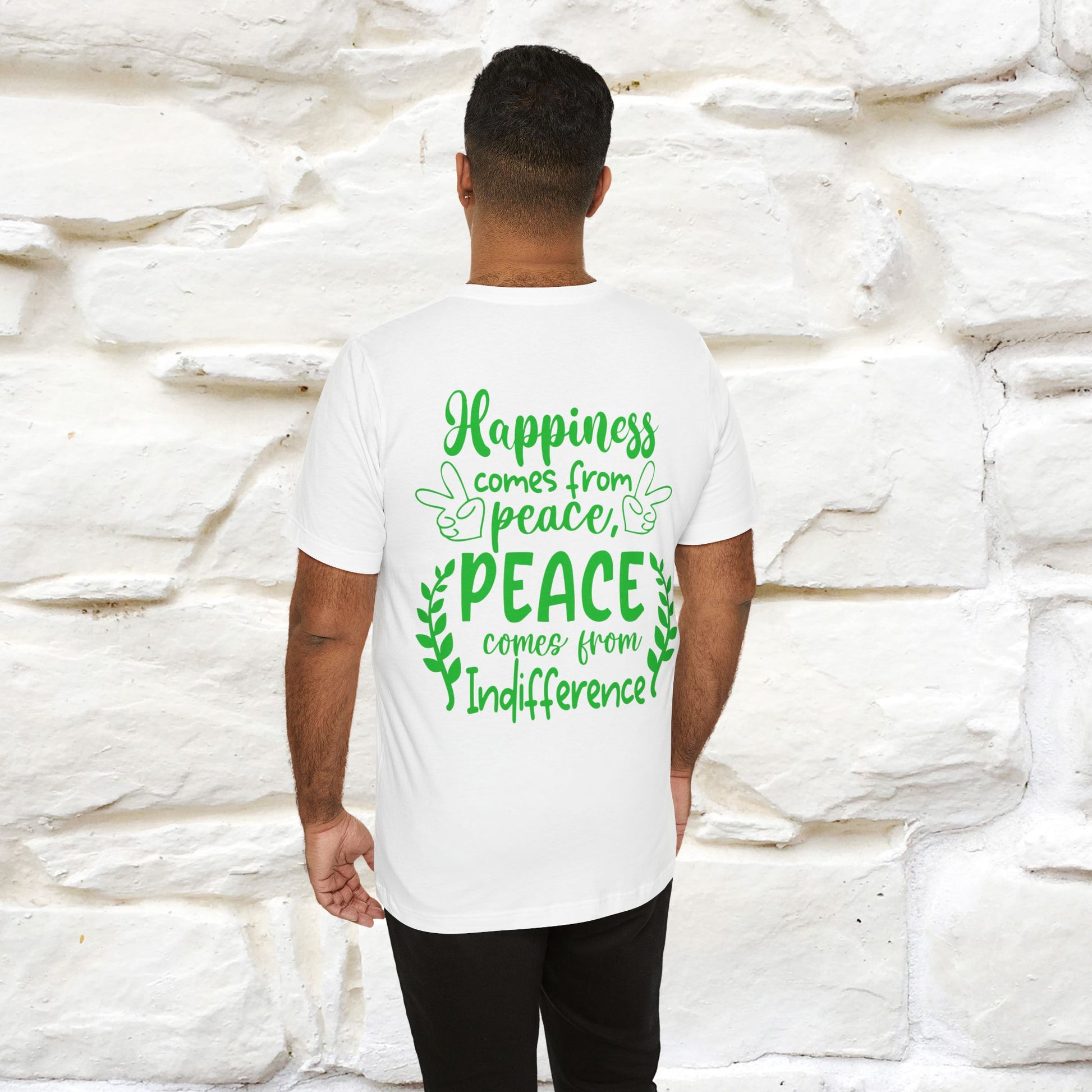 "Happiness Comes From Peace, Peace Comes From Indifference" Cat T-Shirt| Front & Back Design | Nunu&Miao Studio - Nunu&Miao Studio