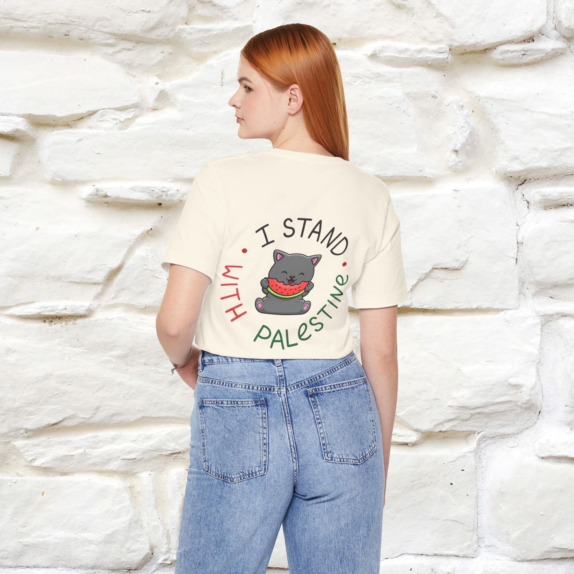 "I Stand With Palestine" Cat T-shirt | Front & Back Design |Nunu&Miao Studio - Nunu&Miao Studio