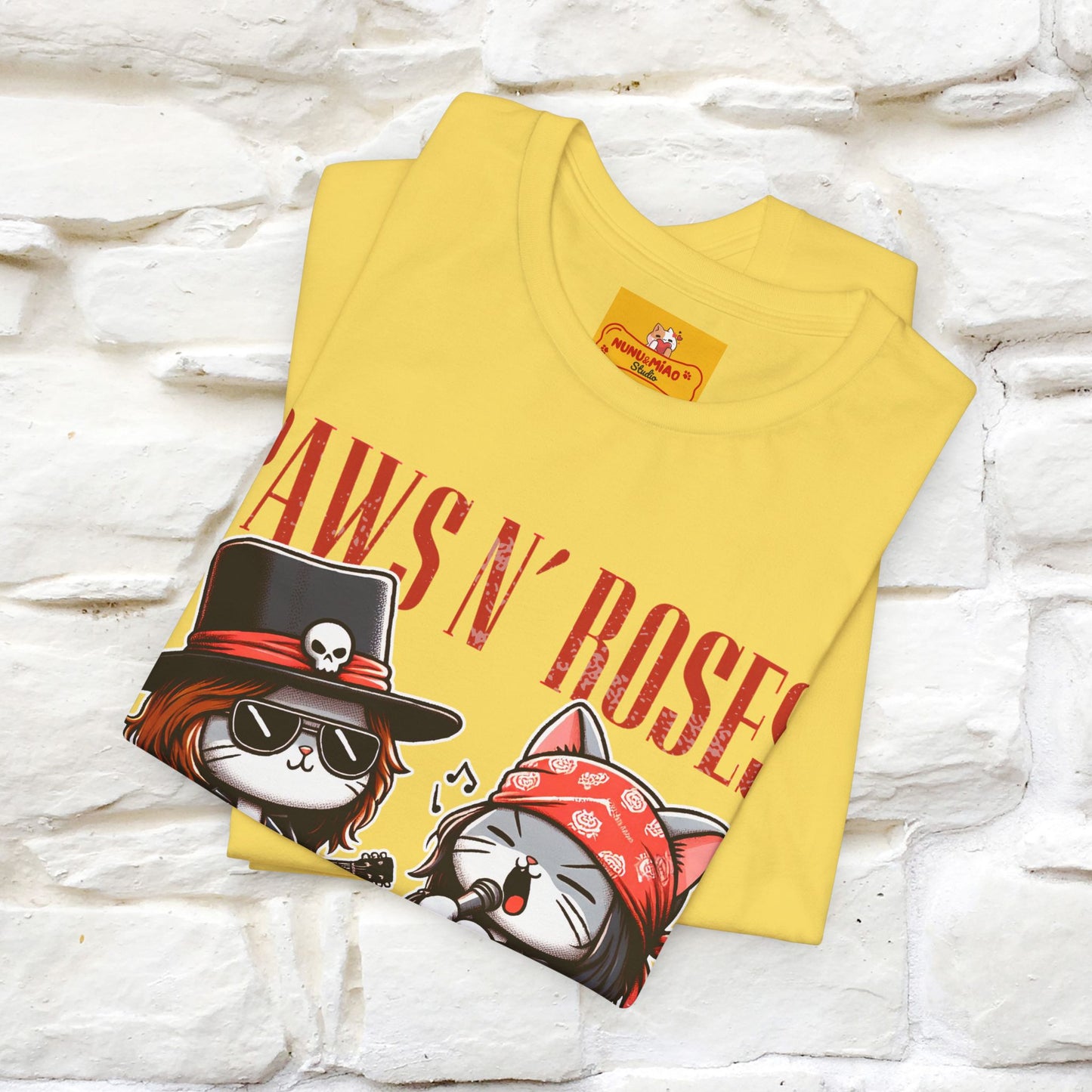 Paws N' Roses T-Shirt | Rock-Inspired Cat Lover  | Nunu&Miao Studio - Nunu&Miao Studio