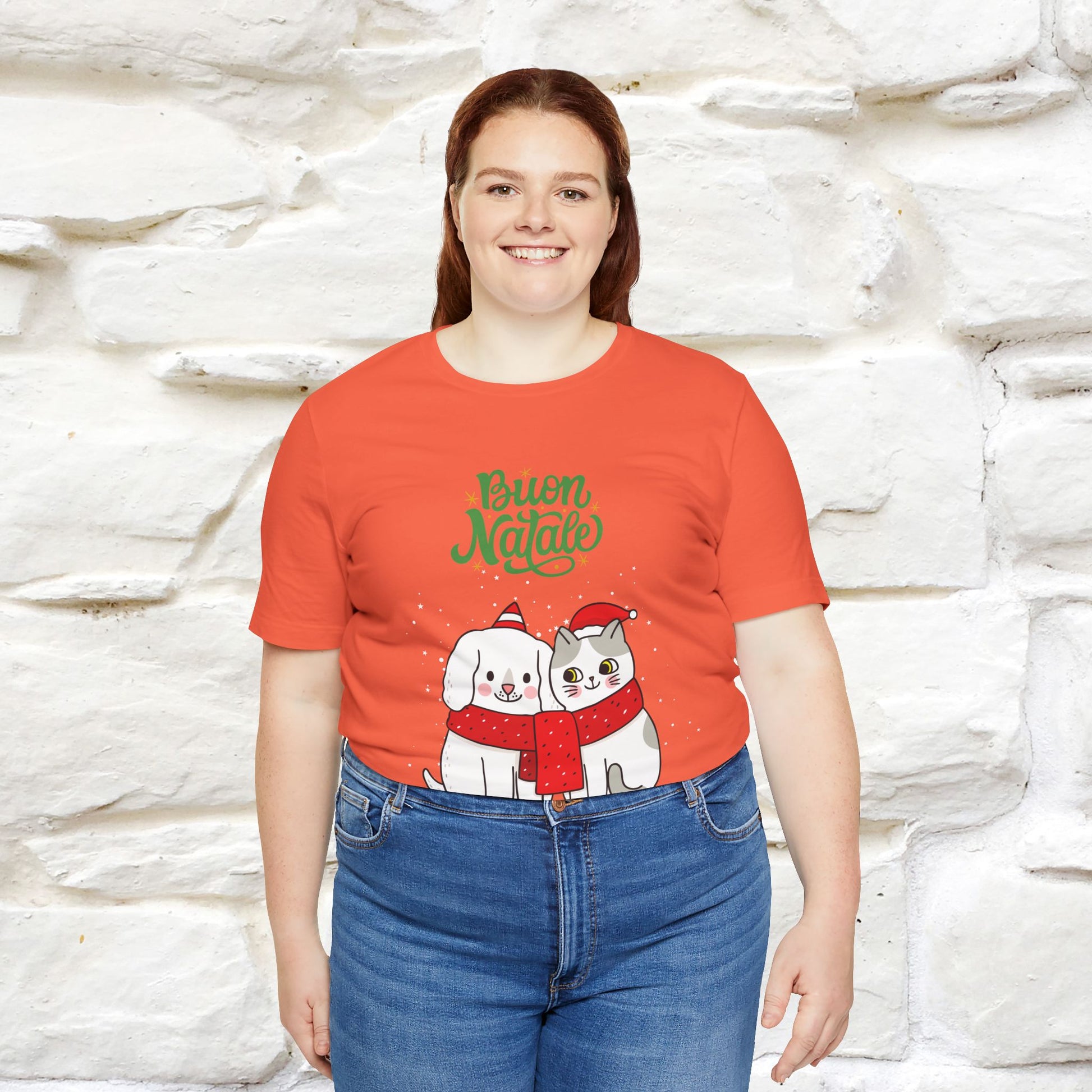 ''Buon Natale Cat and Dog'' Christmas T-shirt  | Nunu&Miao Studio - Nunu&Miao Studio
