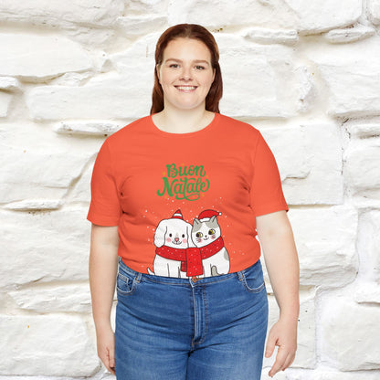 ''Buon Natale Cat and Dog'' Christmas T-shirt  | Nunu&Miao Studio - Nunu&Miao Studio