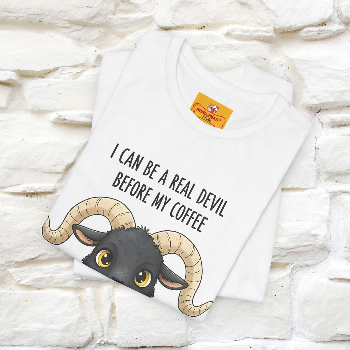 "I Can Be a Real Devil Before My Coffe" Funny T-shirt |Nunu&Miao Studio