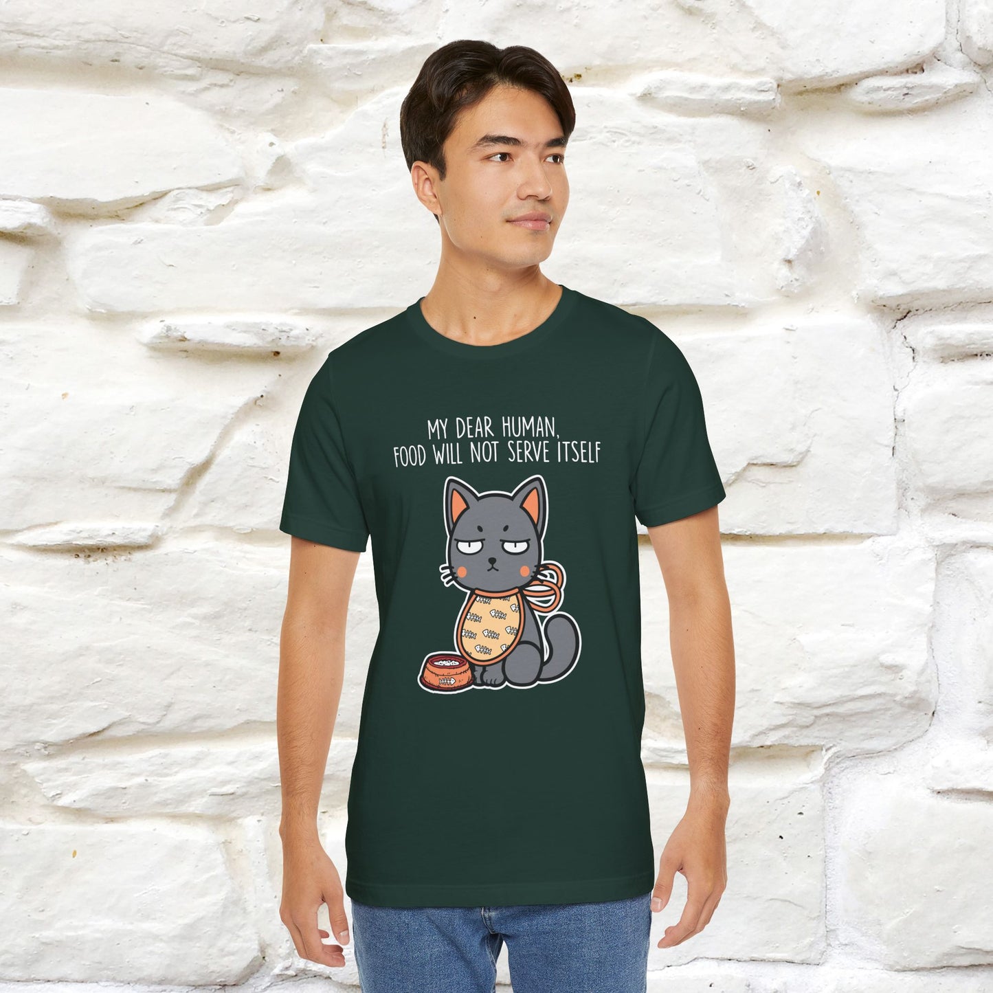 "Dear Human, Food Will Not Serve Itself" |Cat T-Shirt | Nunu&Miao Studio - Nunu&Miao Studio