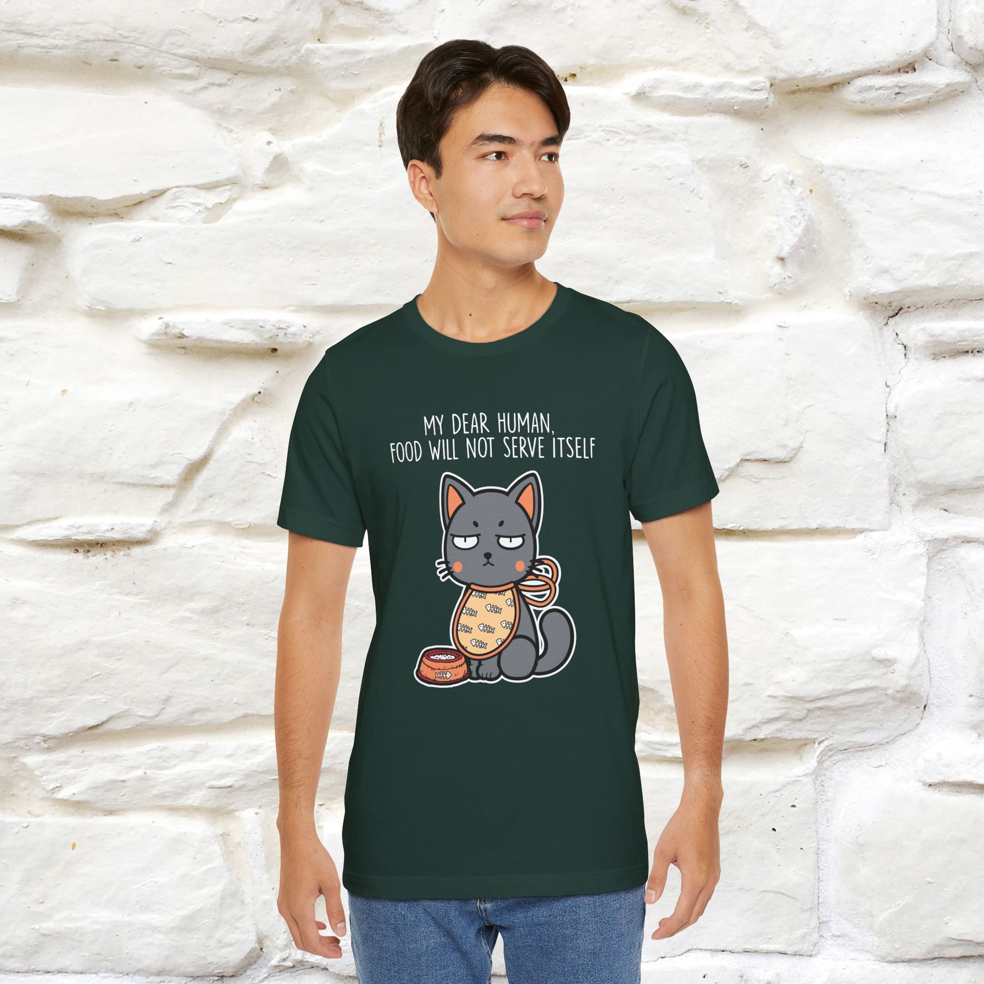 "Dear Human, Food Will Not Serve Itself" |Cat T-Shirt | Nunu&Miao Studio - Nunu&Miao Studio