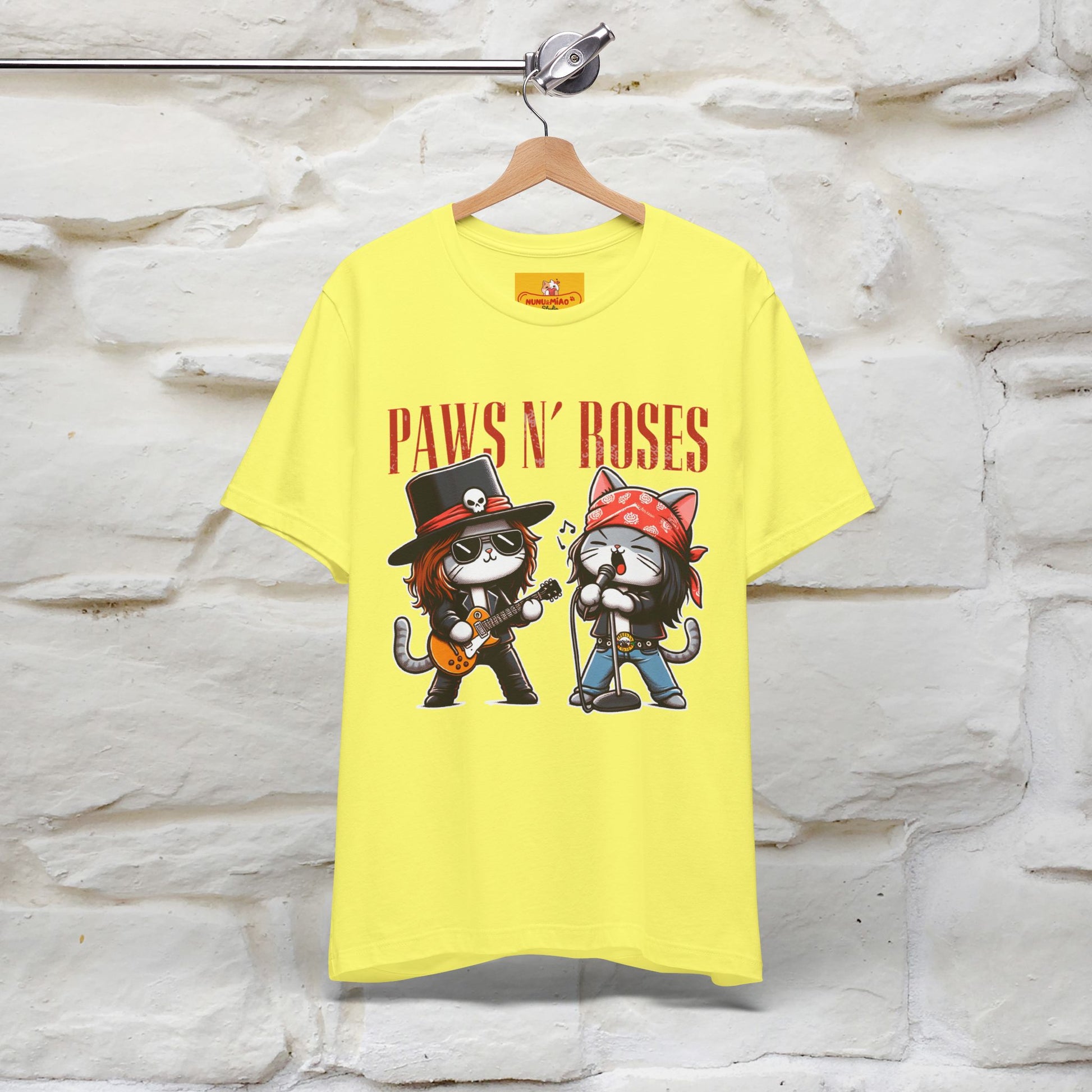 Paws N' Roses T-Shirt | Rock-Inspired Cat Lover  | Nunu&Miao Studio - Nunu&Miao Studio