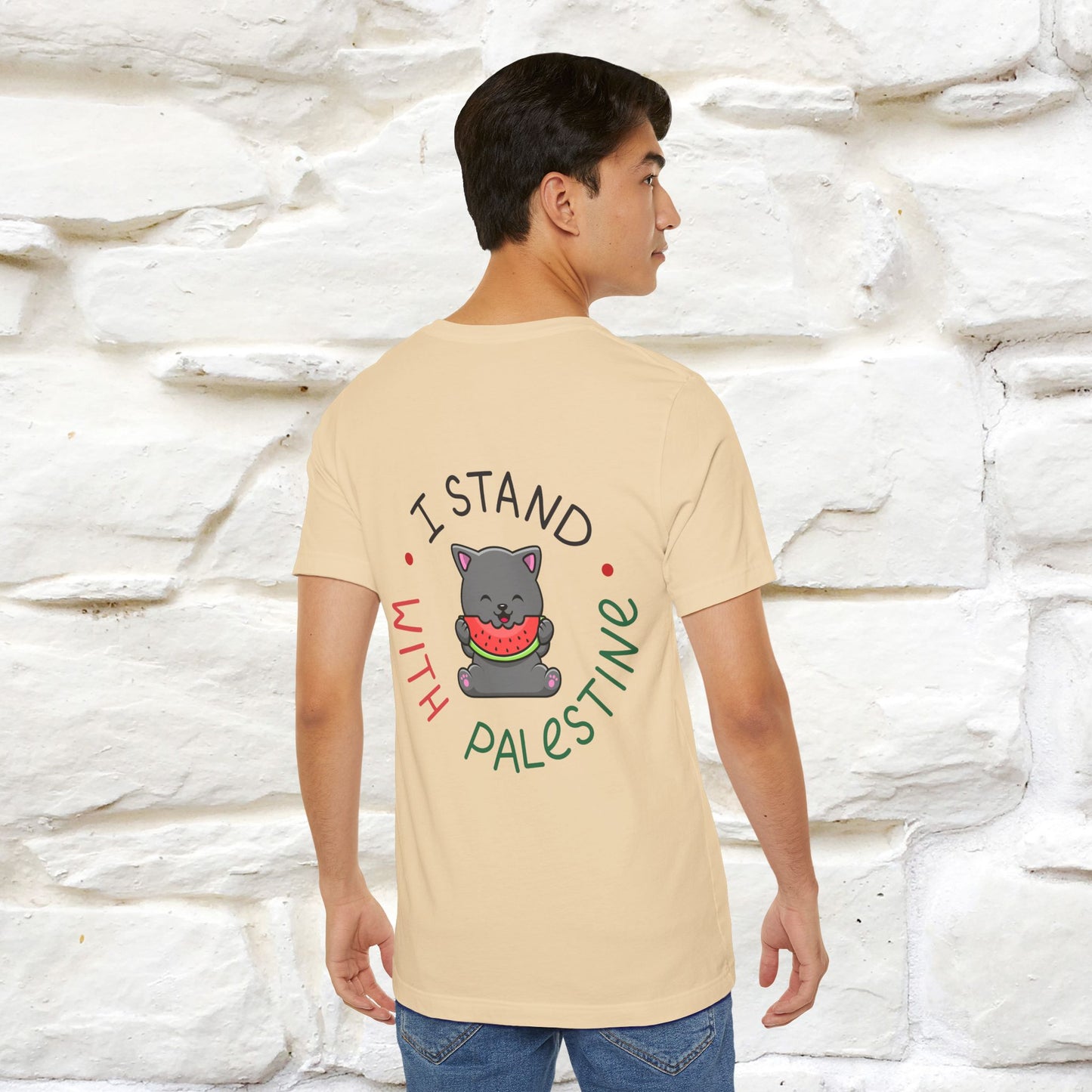 "I Stand With Palestine" Cat T-shirt | Front & Back Design |Nunu&Miao Studio - Nunu&Miao Studio