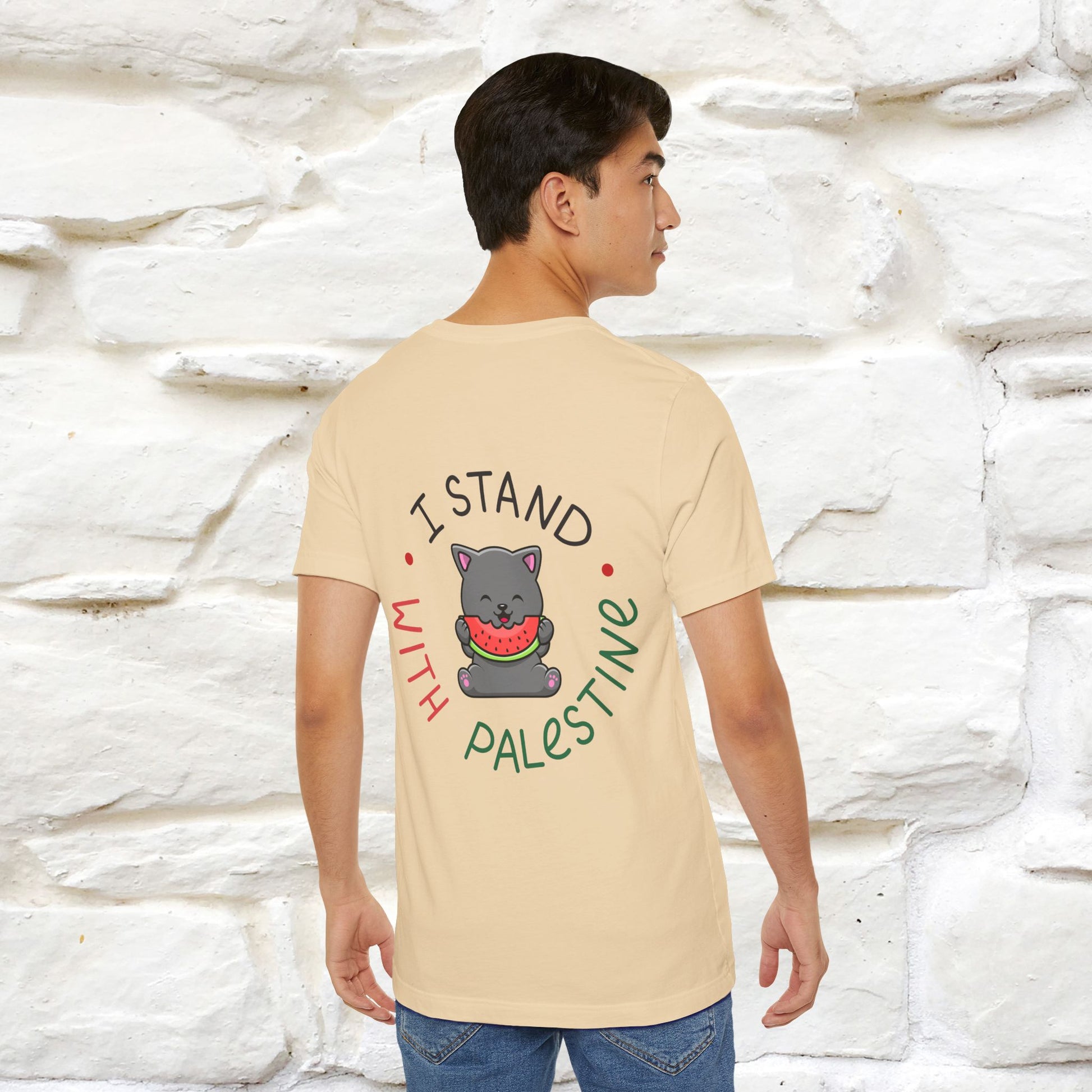 "I Stand With Palestine" Cat T-shirt | Front & Back Design |Nunu&Miao Studio - Nunu&Miao Studio