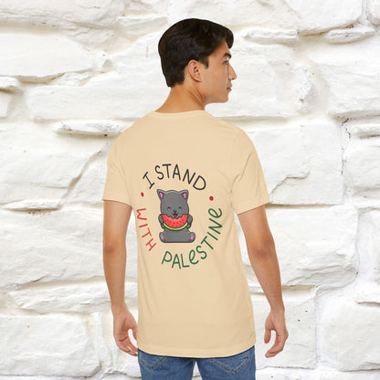 "I Stand With Palestine" Cat T-shirt | Front & Back Design |Nunu&Miao Studio - Nunu&Miao Studio