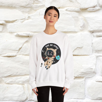 Artistic cat sweatshirt with “Give Me Space, Art”  cat design