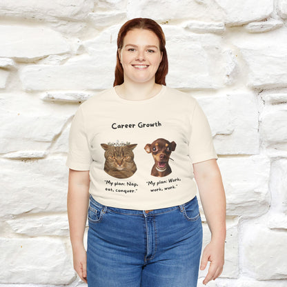 "Career Growth: Cat vs. Dog" | Cat T-Shirt | Nunu&Miao Studio - Nunu&Miao Studio