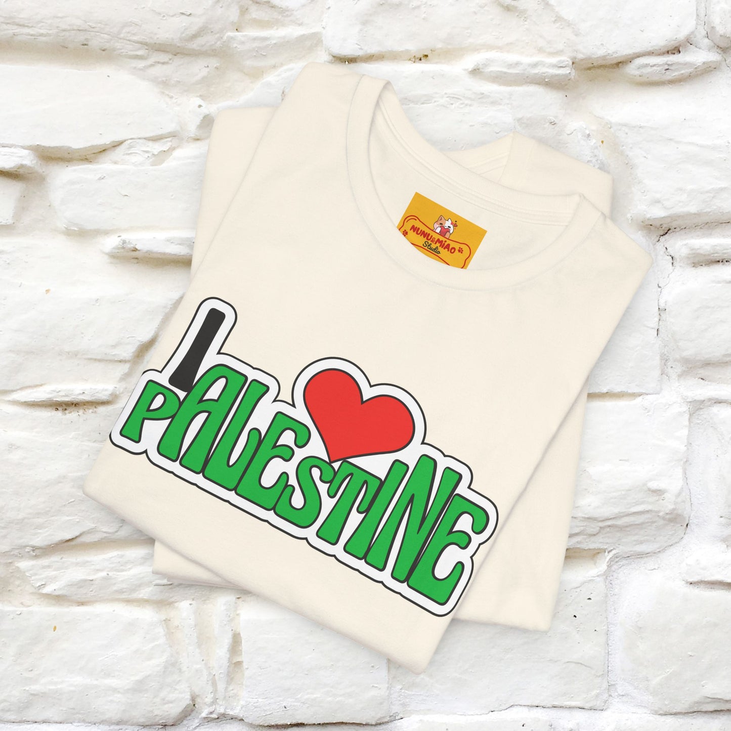 "I Love Palestine" Cat T-shirt | Front & Back Design |Nunu&Miao Studio - Nunu&Miao Studio