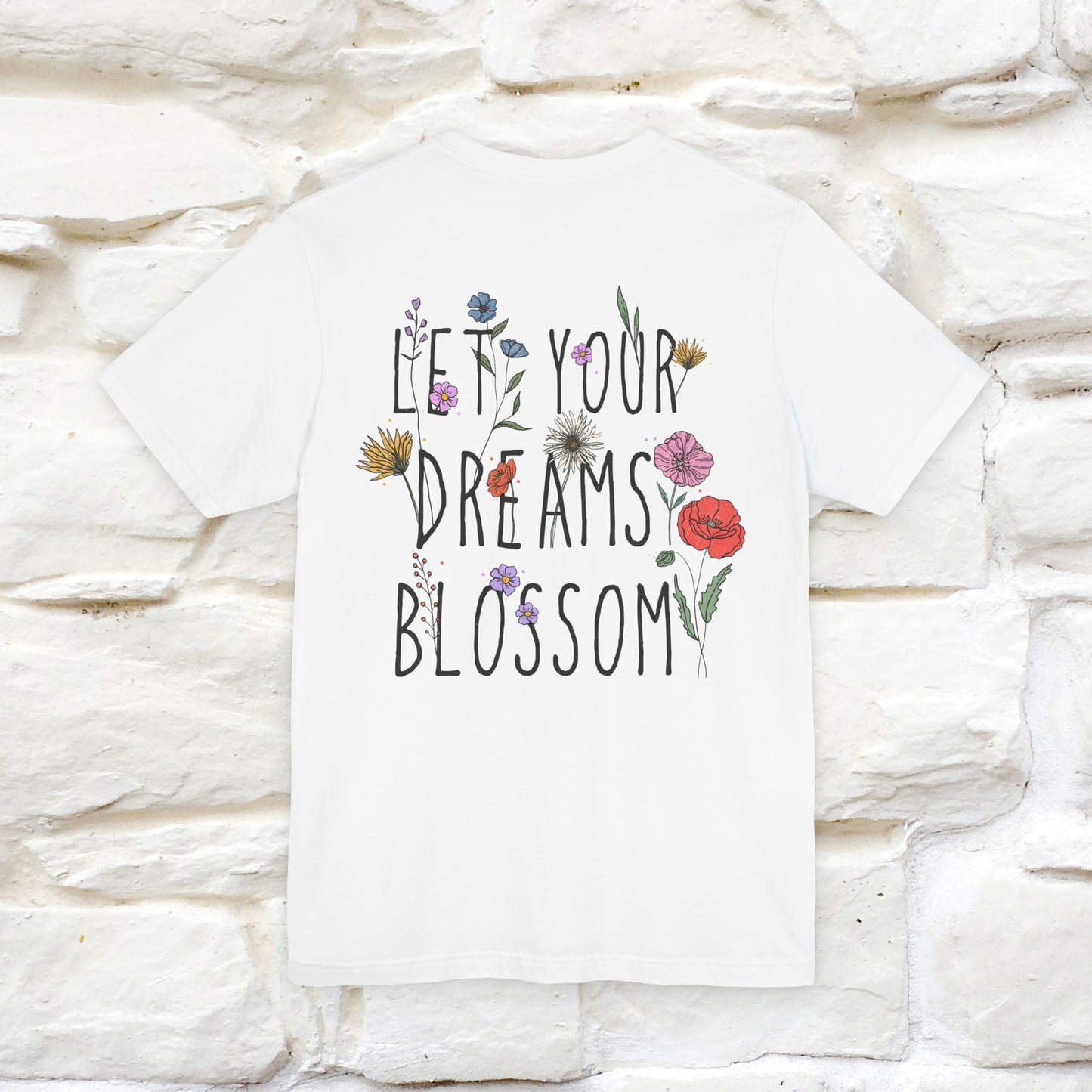 "Let Your Dreams Blossom'' Cat T-Shirt Front and Back Design | Nunu&Miao Studio - Nunu&Miao Studio