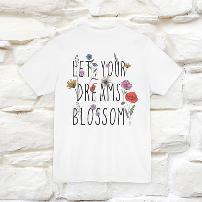 "Let Your Dreams Blossom'' Cat T-Shirt Front and Back Design | Nunu&Miao Studio - Nunu&Miao Studio