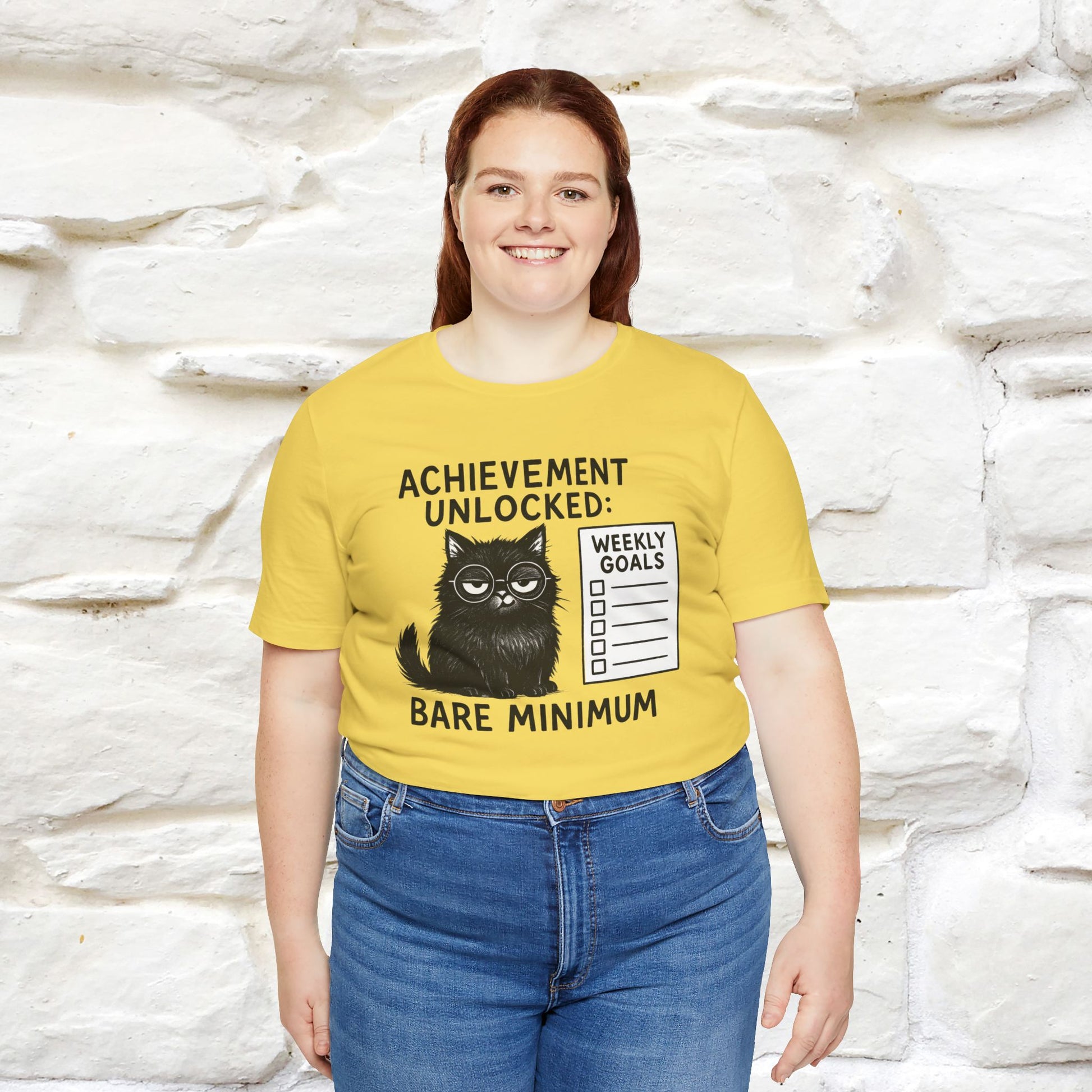"Achievement Unlocked Bare Minimum." |Cat T-Shirt | Nunu&Miao Studio - Nunu&Miao Studio