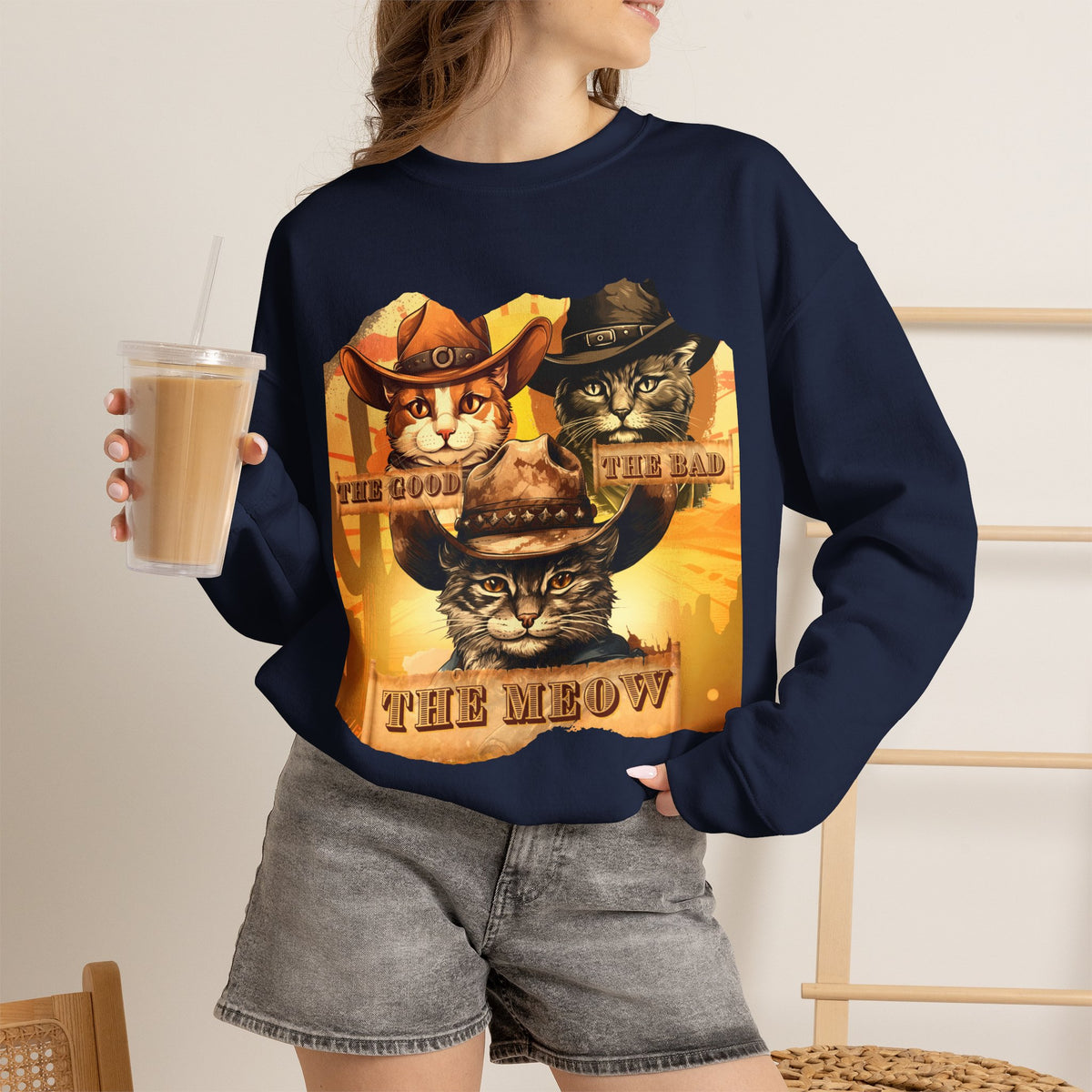 ''The Good, the Bad, and the Meow'' |Cat Sweatshirt | Nunu&Miao Studio