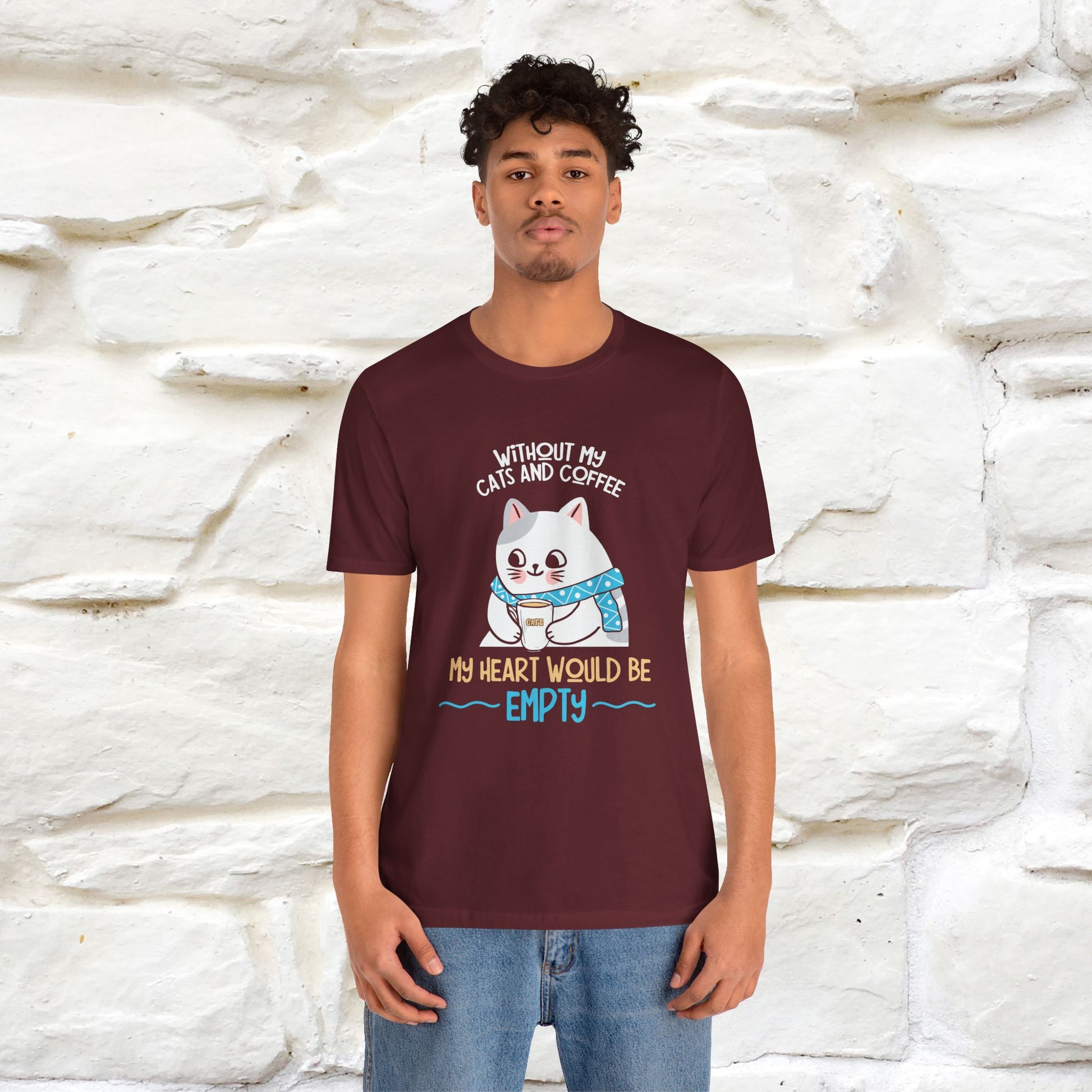 "Without My Cats and Coffee, My Heart Would Be Empty" Cat T-shirt | Nunu&Miao Studio - Nunu&Miao Studio