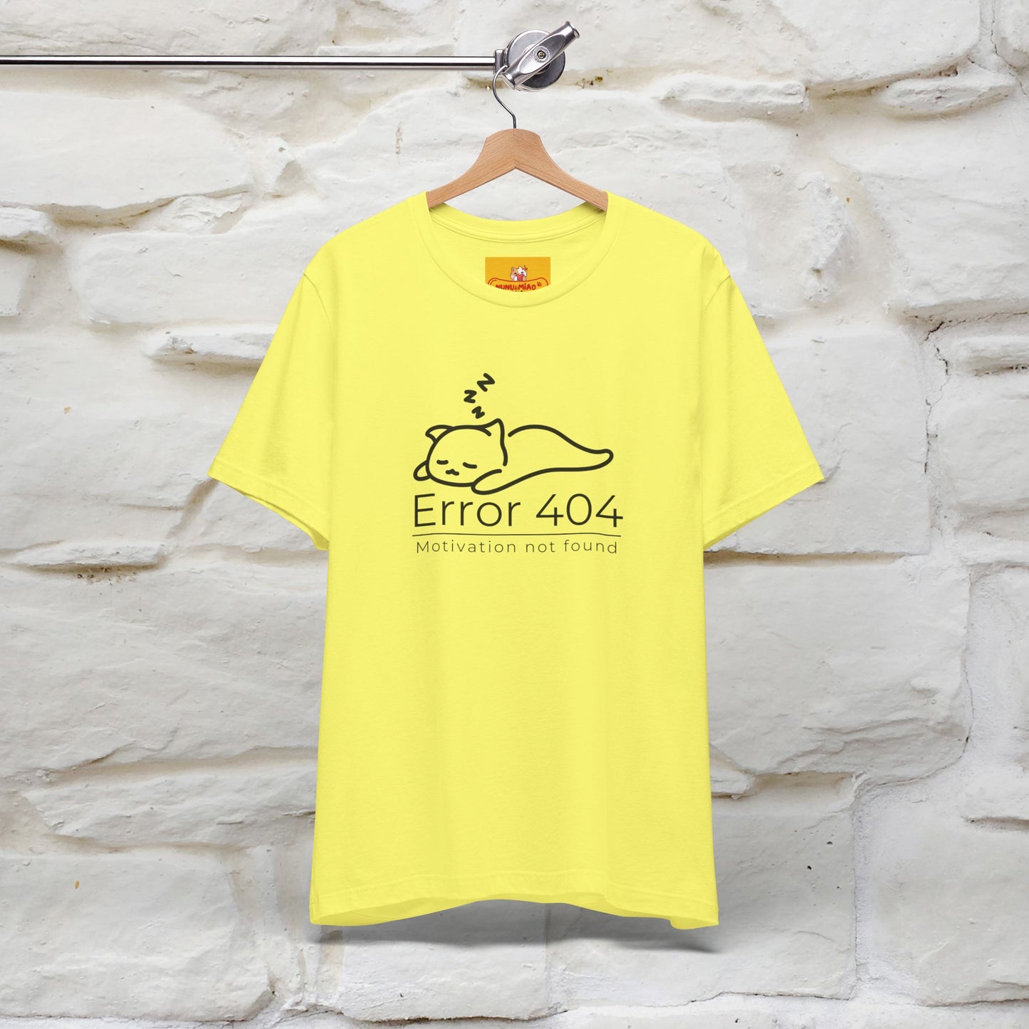 ''Error 404 Motivation Not Found'' Cat T-Shirt Front and Back Design | Nunu&Miao Studio - Nunu&Miao Studio
