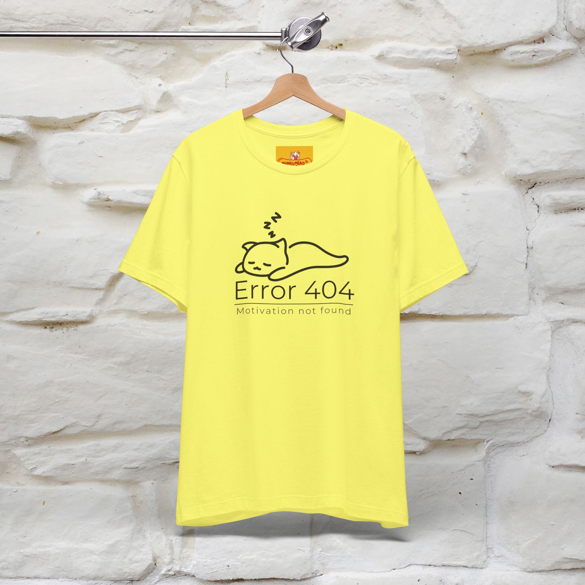 ''Error 404 Motivation Not Found'' Cat T-Shirt Front and Back Design | Nunu&Miao Studio - Nunu&Miao Studio