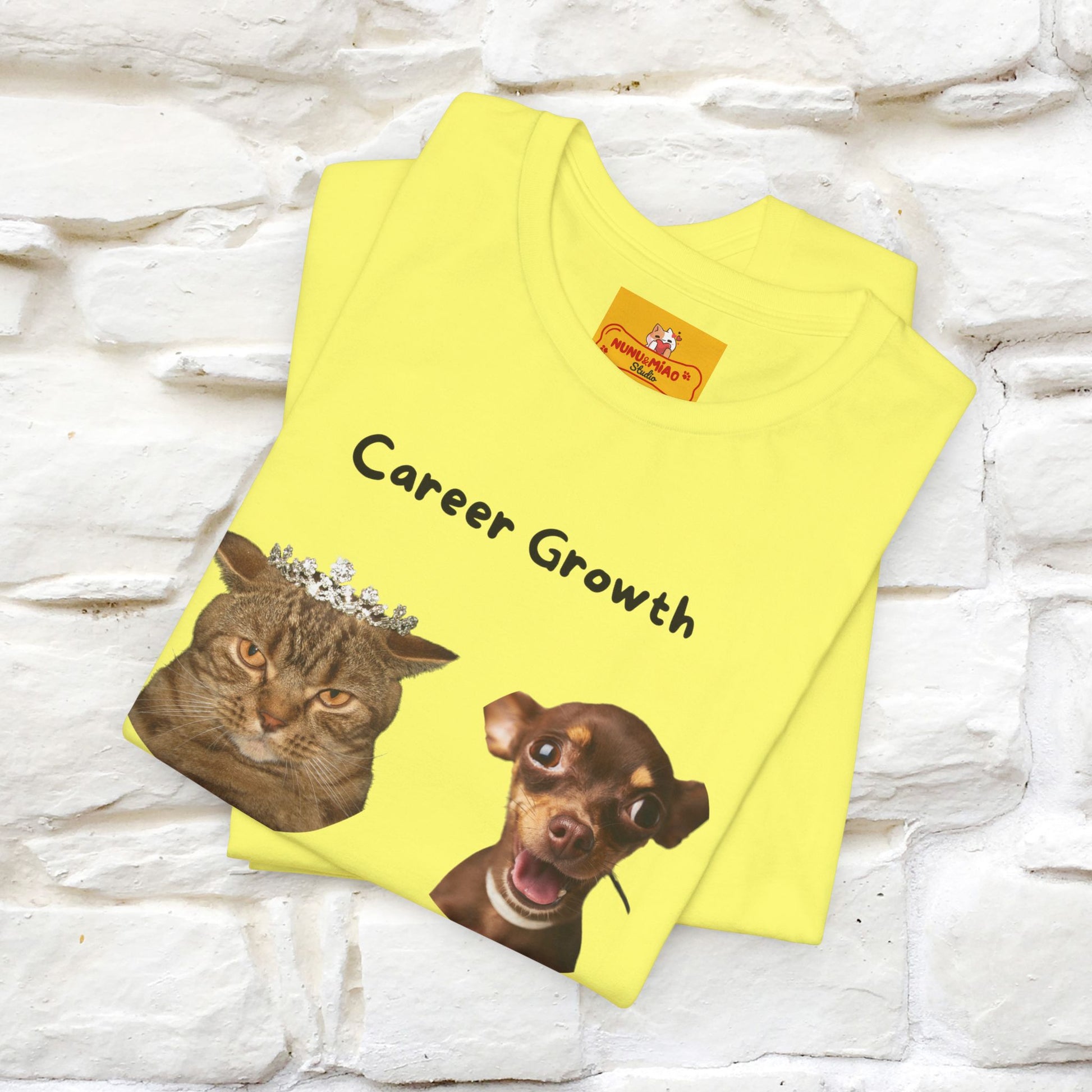 "Career Growth: Cat vs. Dog" | Cat T-Shirt | Nunu&Miao Studio - Nunu&Miao Studio