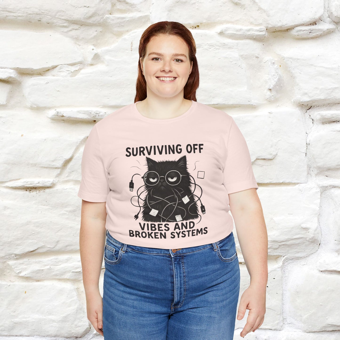 "Surviving Off...Vibes And Broken .. " |Cat T-Shirt | Nunu&Miao Studio - Nunu&Miao Studio