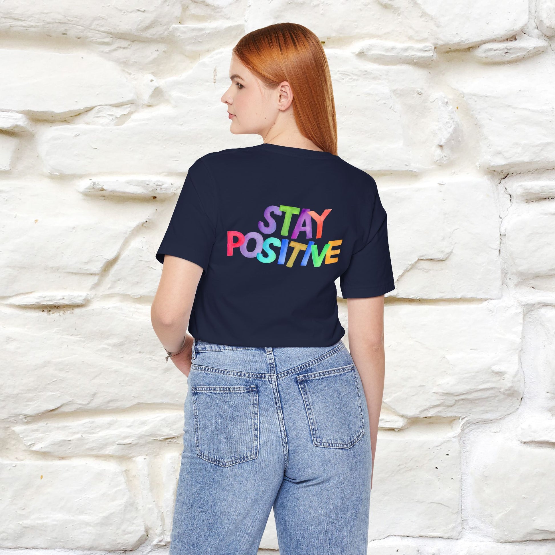 "Stay Positive'' Cat T-Shirt | Front & Back Design | Nunu&Miao Studio - Nunu&Miao Studio
