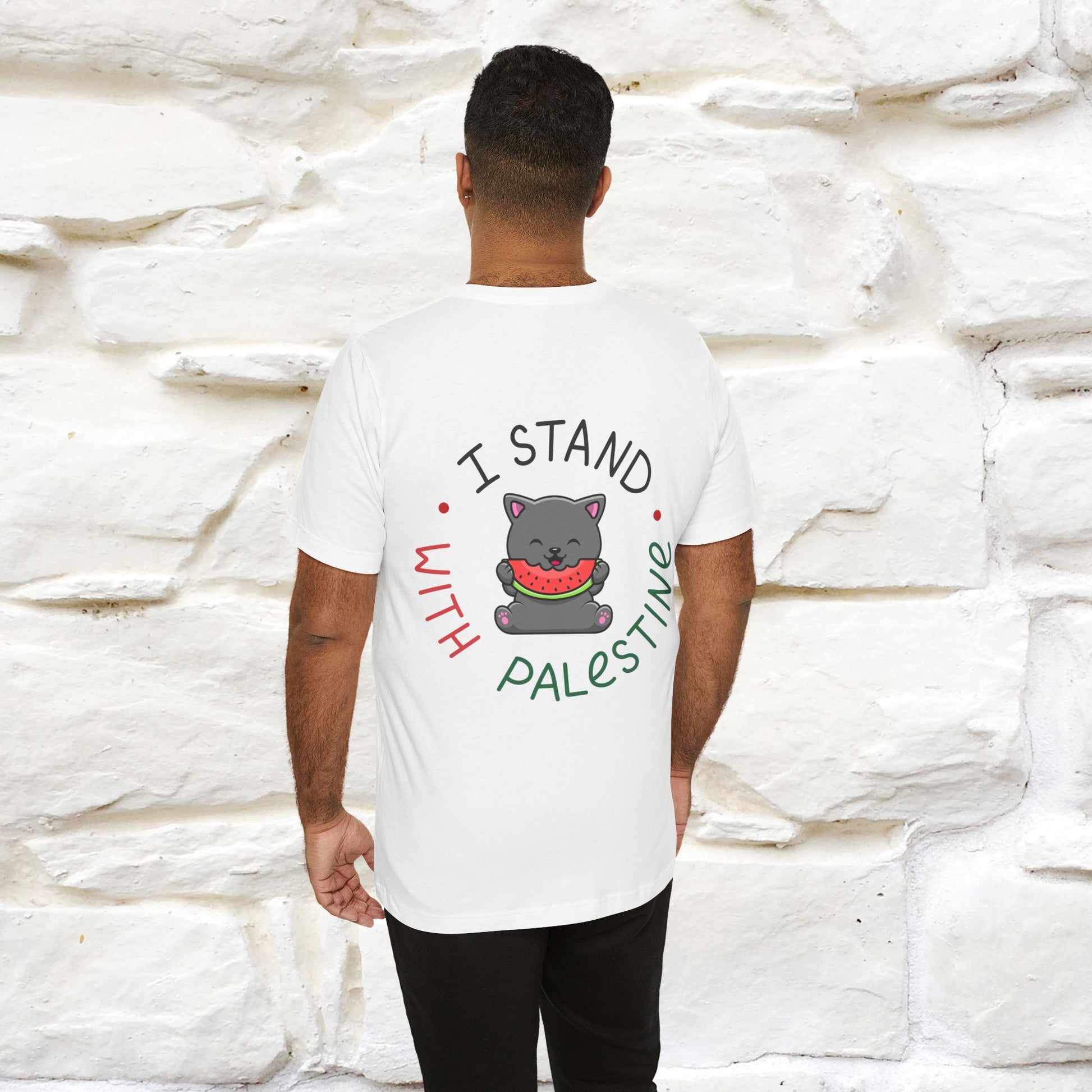 "I Stand With Palestine" Cat T-shirt | Front & Back Design |Nunu&Miao Studio - Nunu&Miao Studio