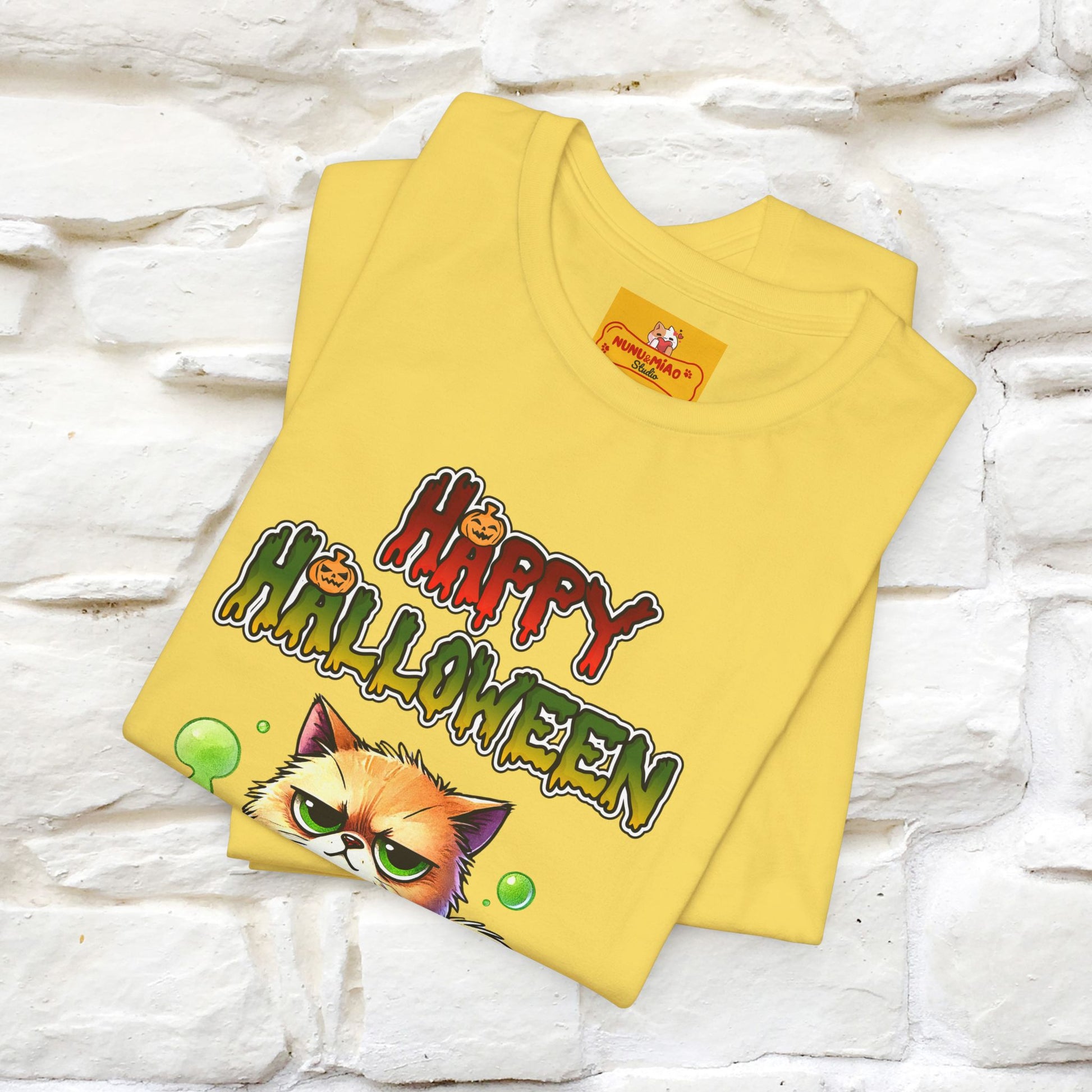 "Angry Cat Happy Halloween" Cat  T-shirt |Nunu&Miao Studio - Nunu&Miao Studio