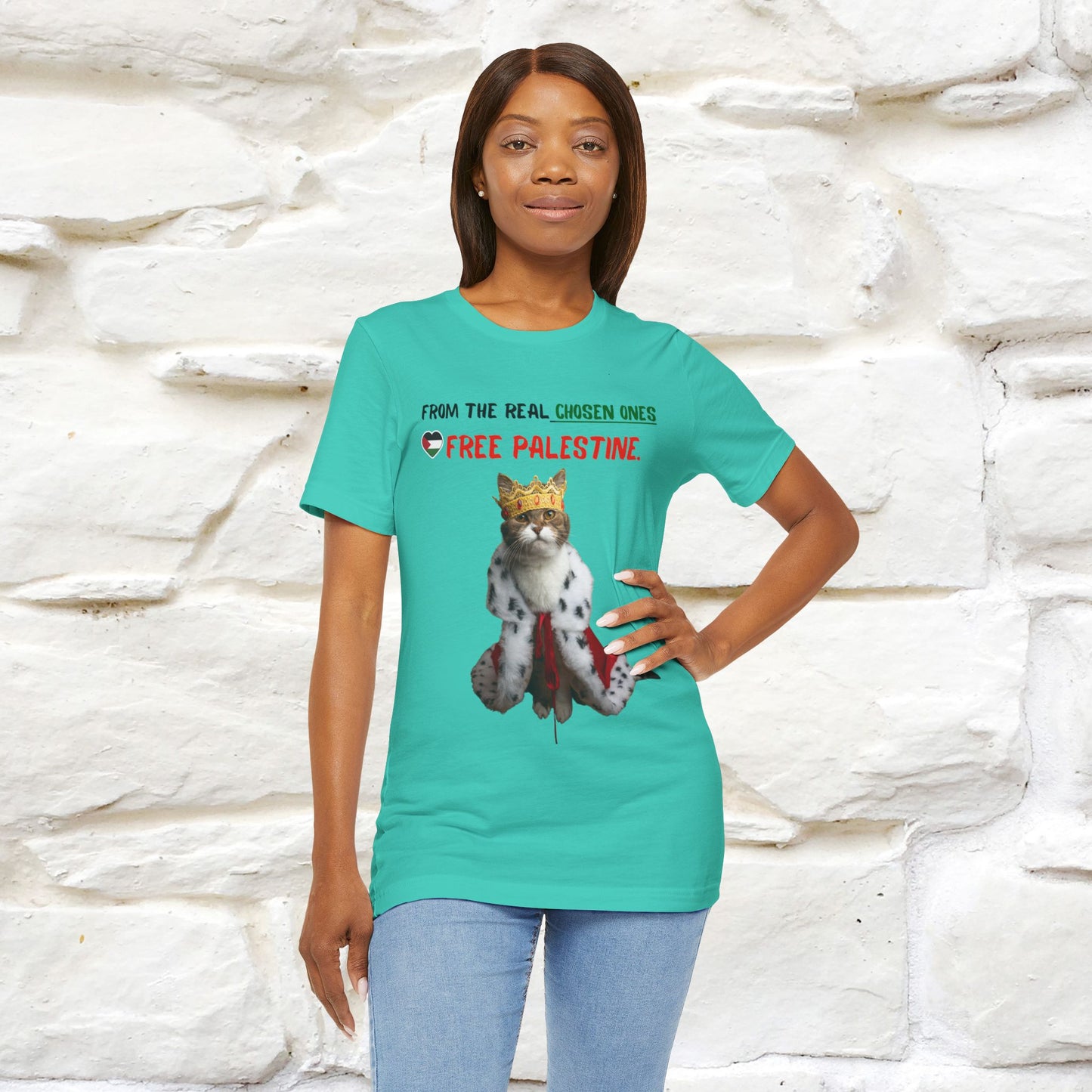 "From the real chosen ones  Free Palestine." Cat T-shirt |Nunu&Miao Studio - Nunu&Miao Studio
