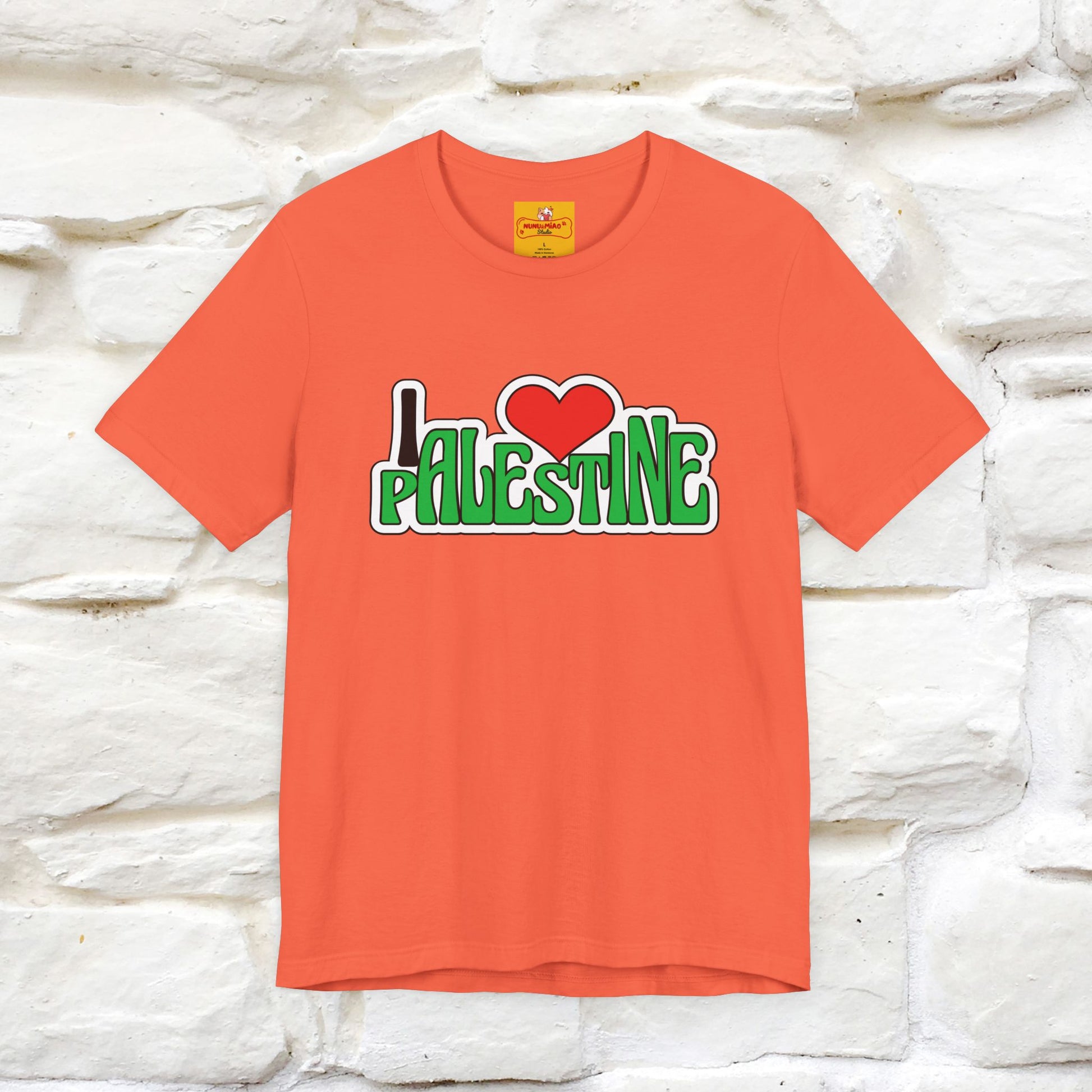 "I Love Palestine" Cat T-shirt | Front & Back Design |Nunu&Miao Studio - Nunu&Miao Studio
