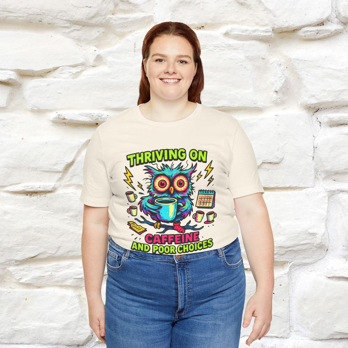''Thriving On Caffeine And Poor Choices''|  Sarcastic Cat T-Shirt | Nunu&Miao Studio