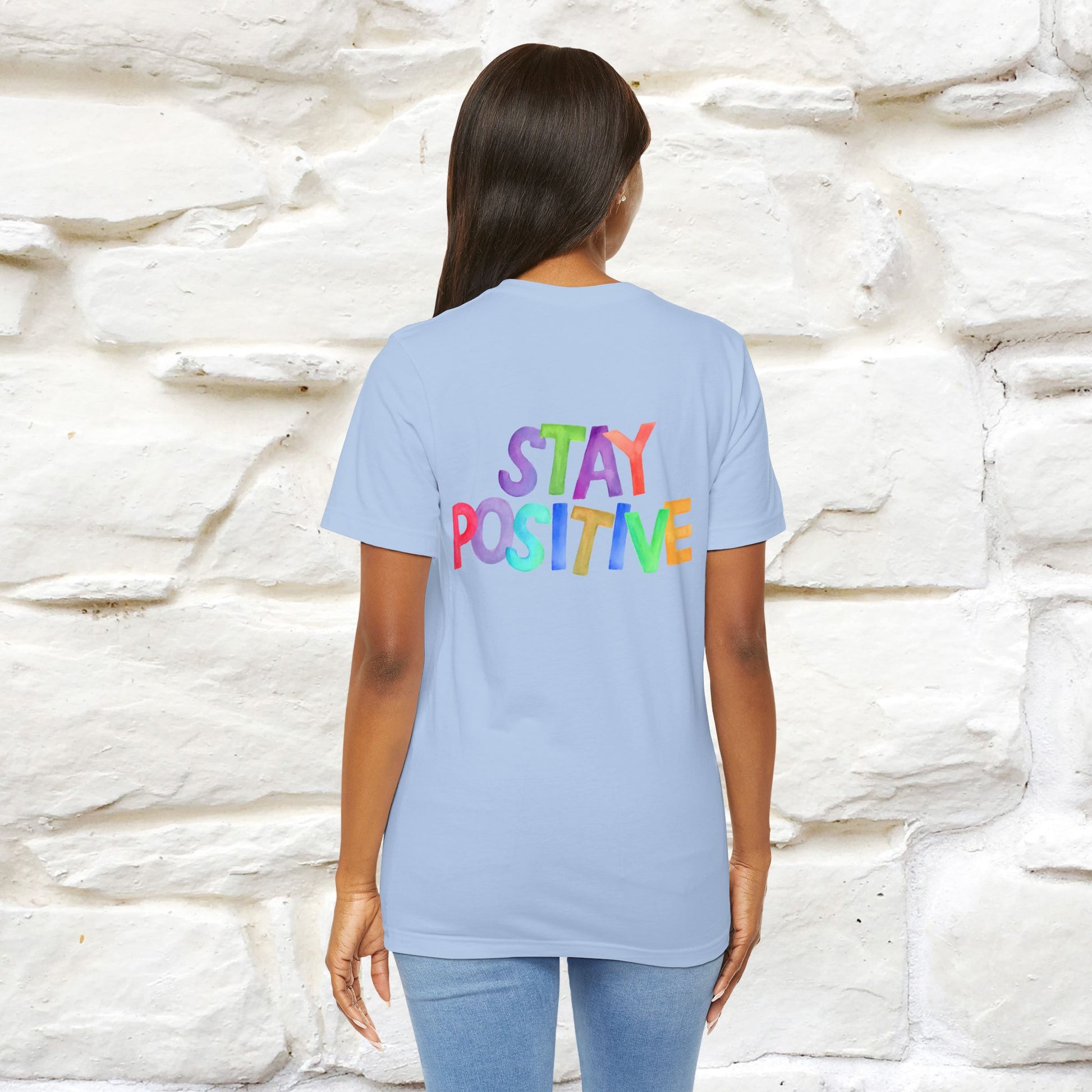 "Stay Positive'' Cat T-Shirt | Front & Back Design | Nunu&Miao Studio - Nunu&Miao Studio
