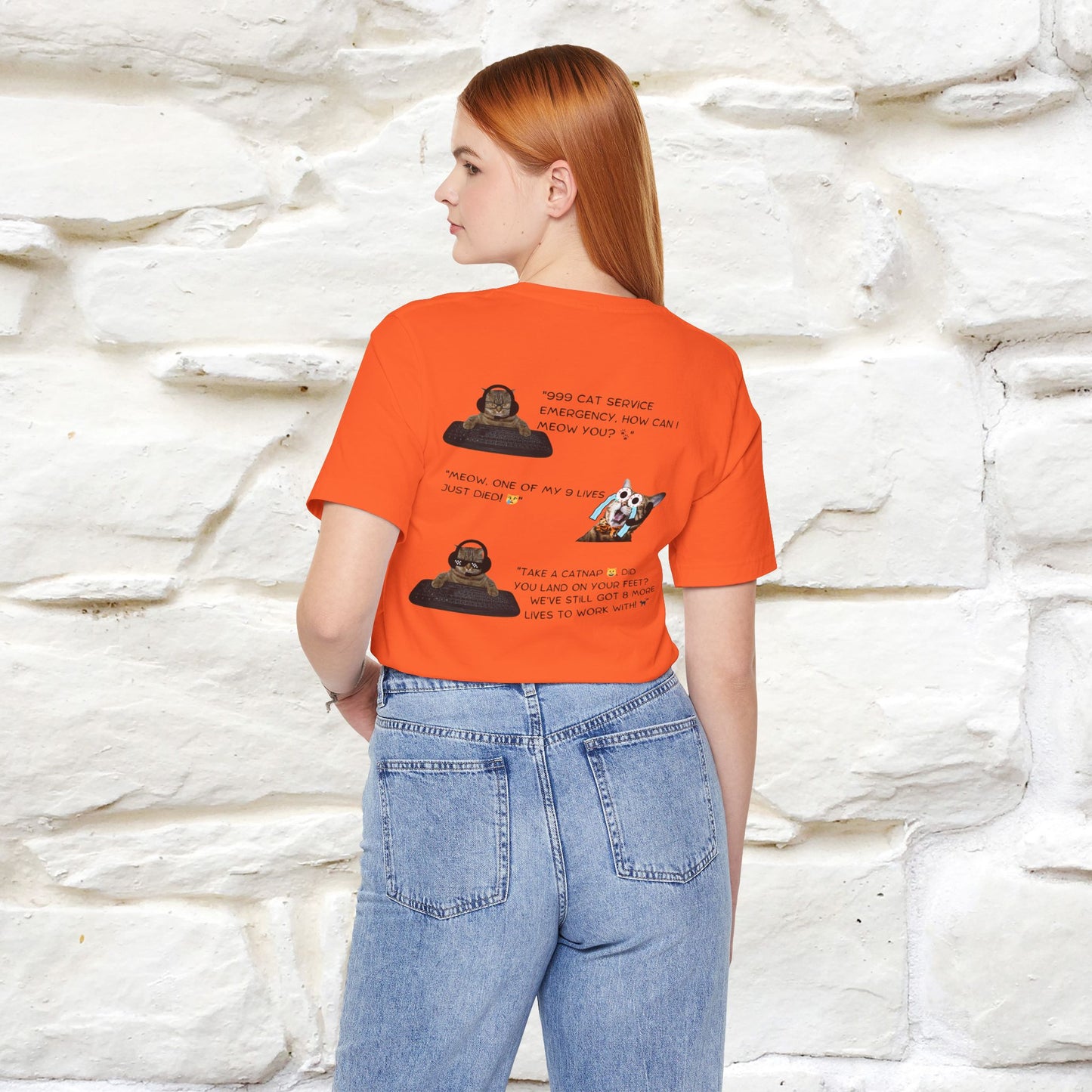 ''911 Emergency'' | Front & Back Design | Cat T-Shirt | Nunu&Miao Studio - Nunu&Miao Studio